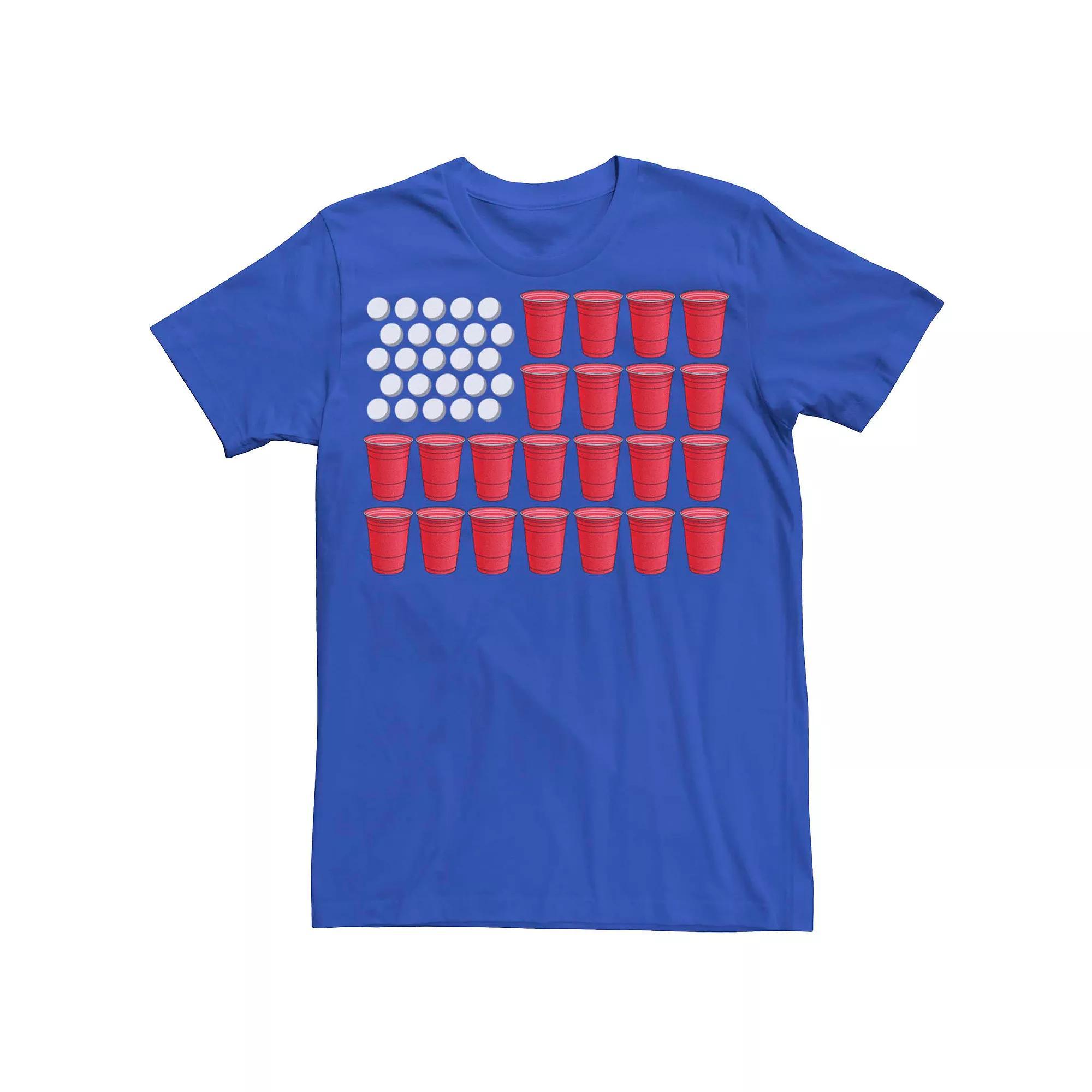 Mens Beer Pong American Flag Tee Product Image