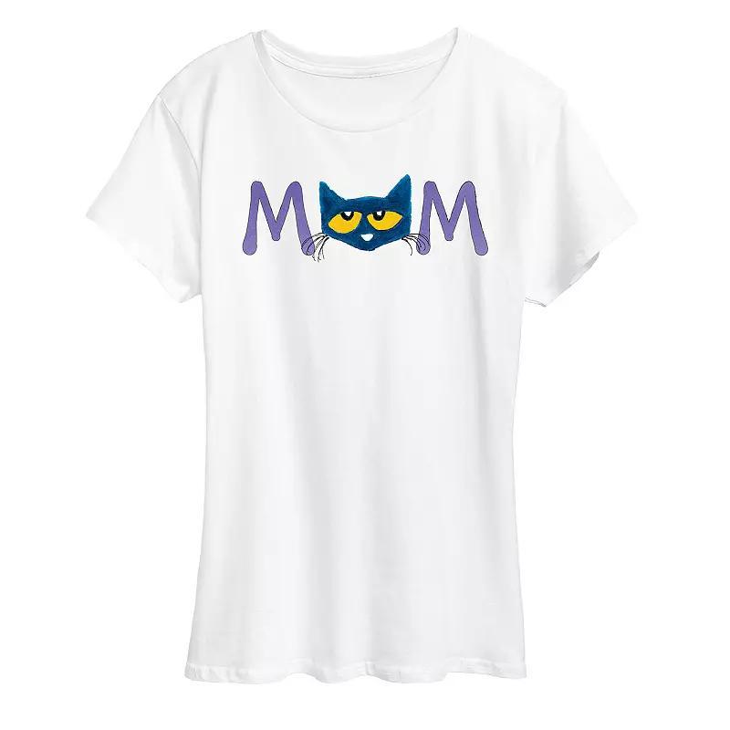 Women's Pete the Cat Face Mom Graphic Tee, Size: Small, Grey Gray Product Image