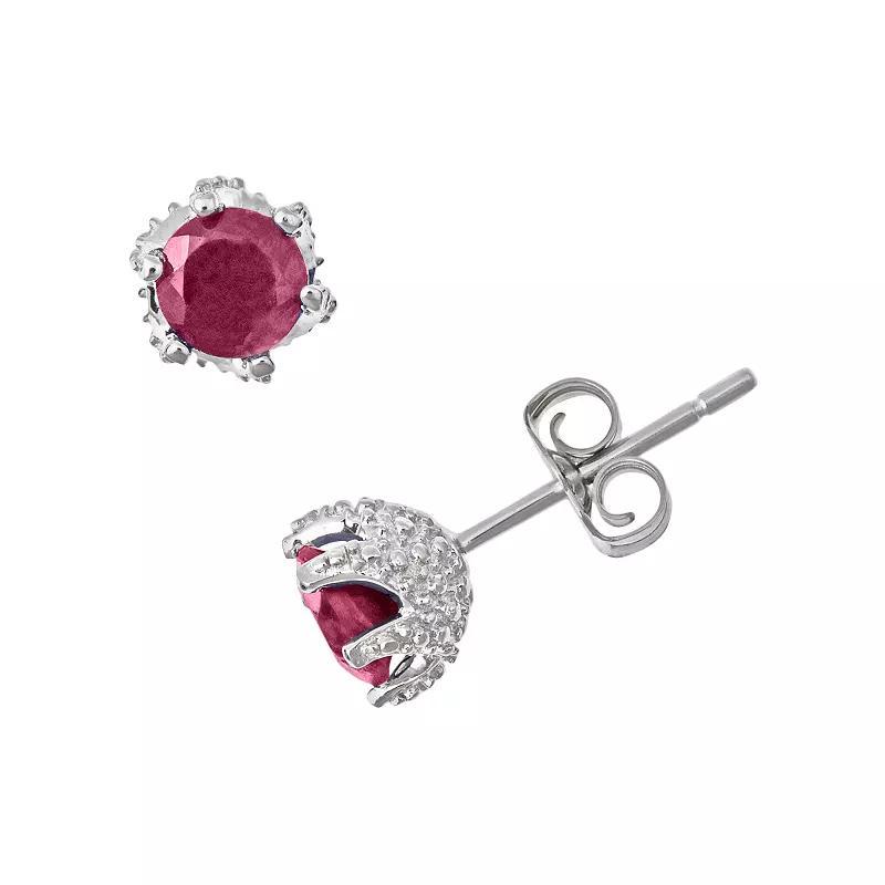 Celebration Gems Sterling Silver Ruby Stud Earrings, Women's Product Image