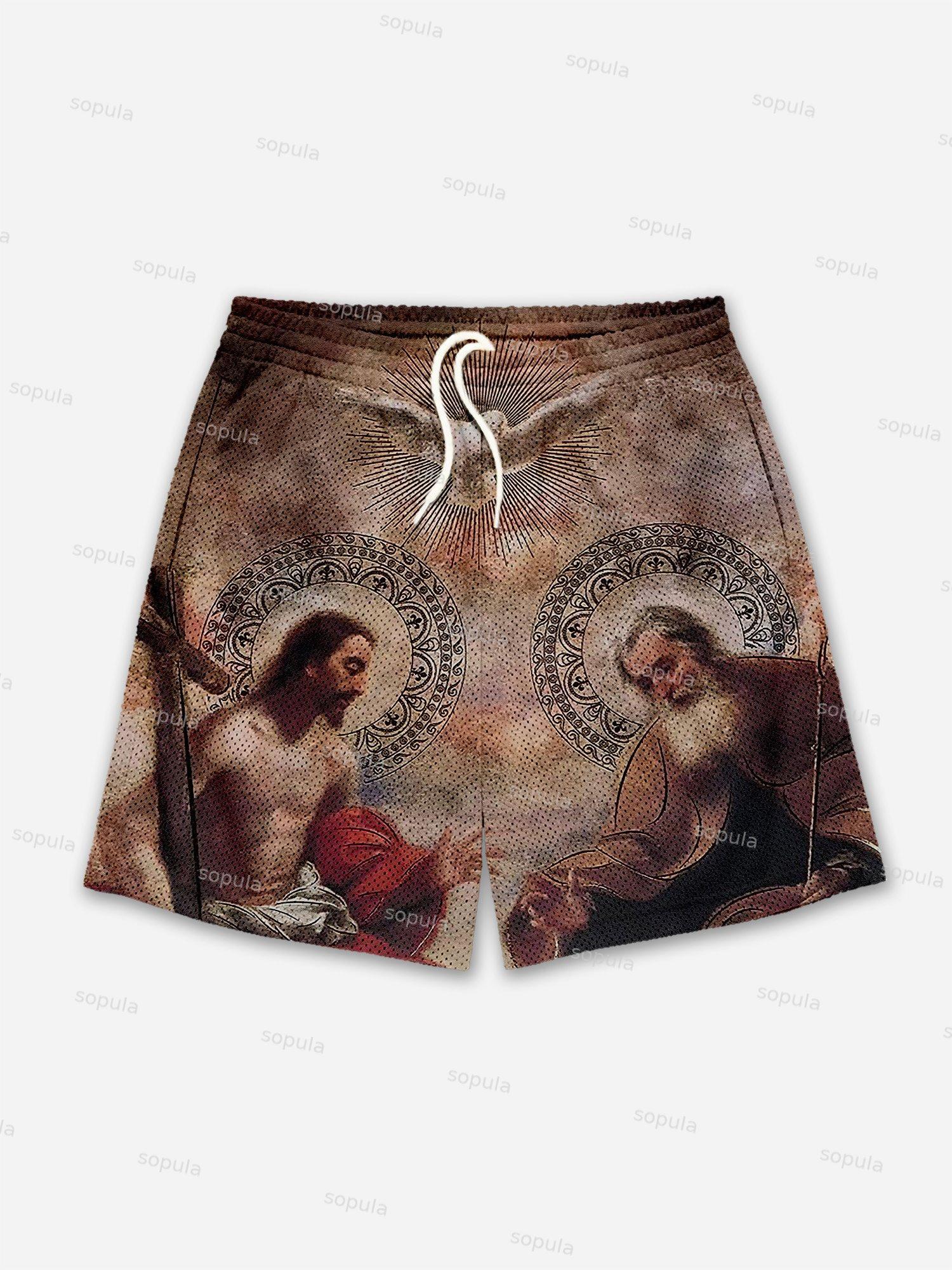 God Angels Heaven Print Mesh Shorts Product Image