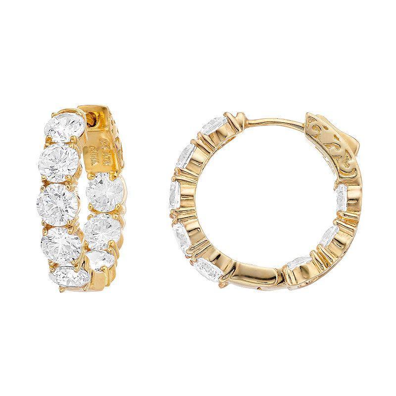 Rosabella 18k Gold-Over-Sterling Silver Cubic Zirconia Huggie Hoop Earrings, Womens, Gold Tone Product Image