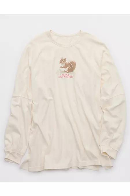 Aerie Cozy Long Sleeve Oversized Boyfriend T-Shirt Women's Product Image