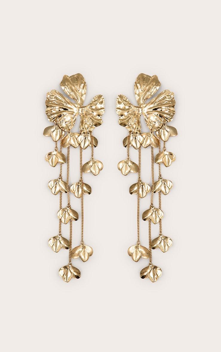 Gold Flower Drape Statement Earrings Product Image