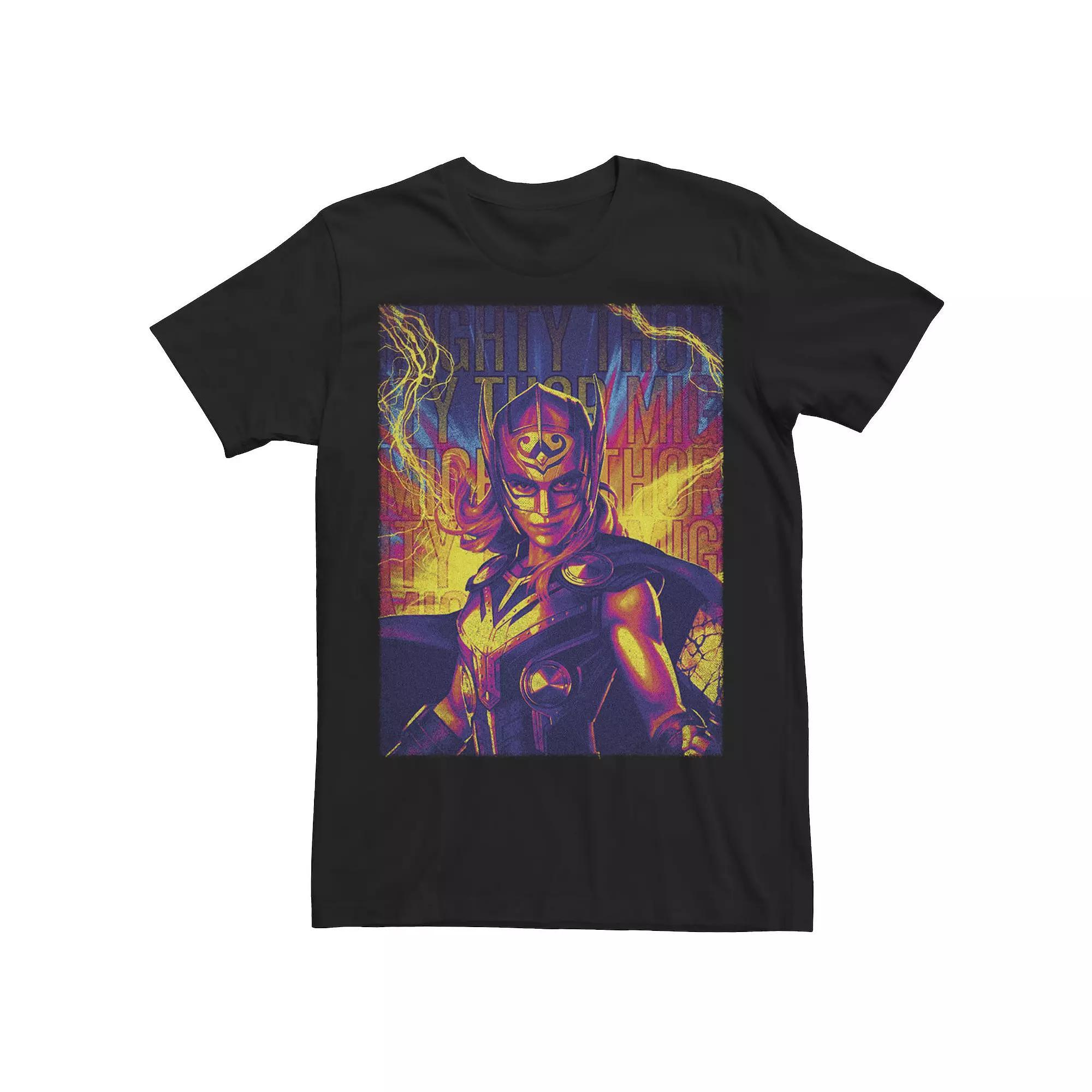 Men's Marvel Thor Love and Thunder Mighty Hero Lightning Tee, Size: Small, Black Product Image