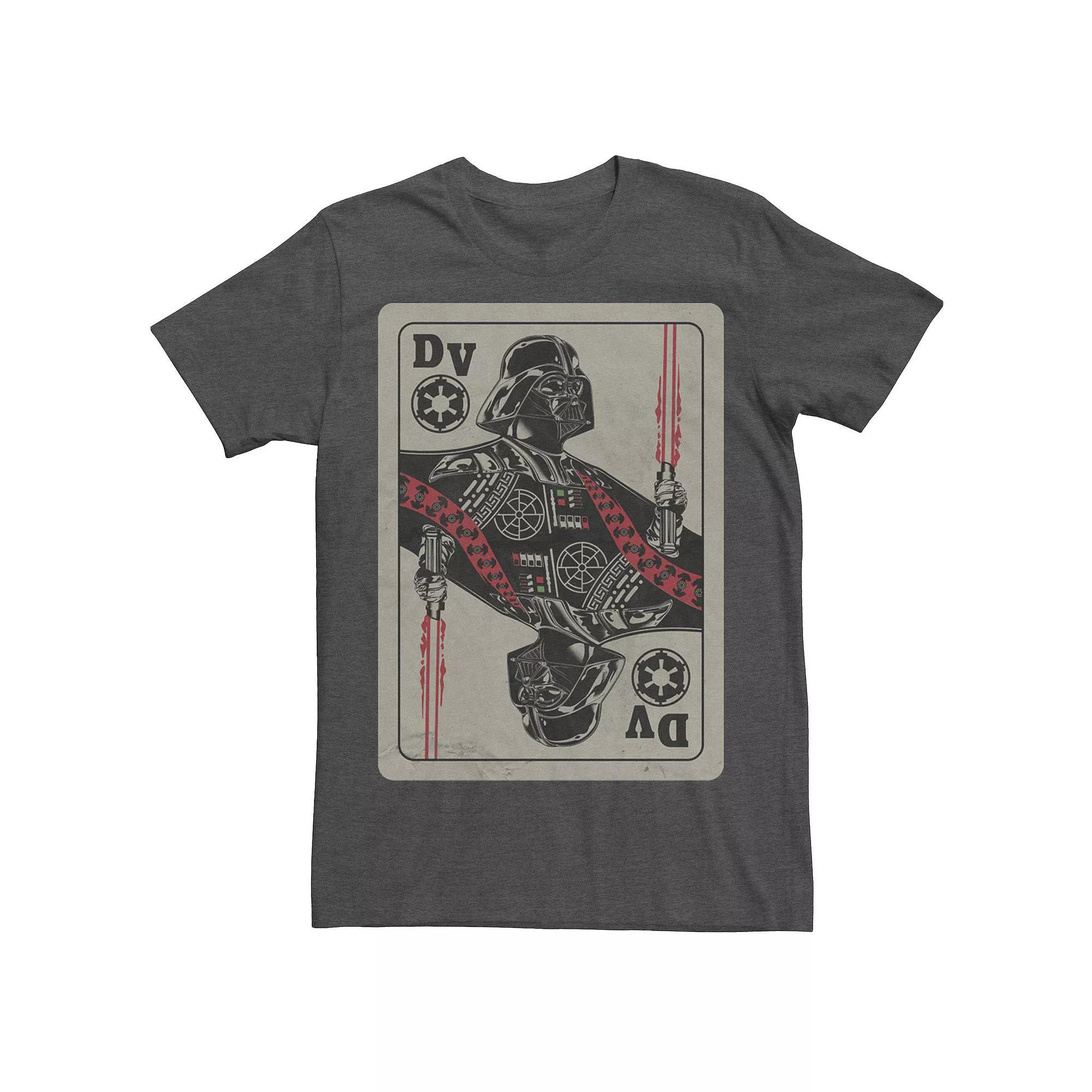 Mens Star Wars Darth Vader Playing Card Tee Grey Heather Product Image