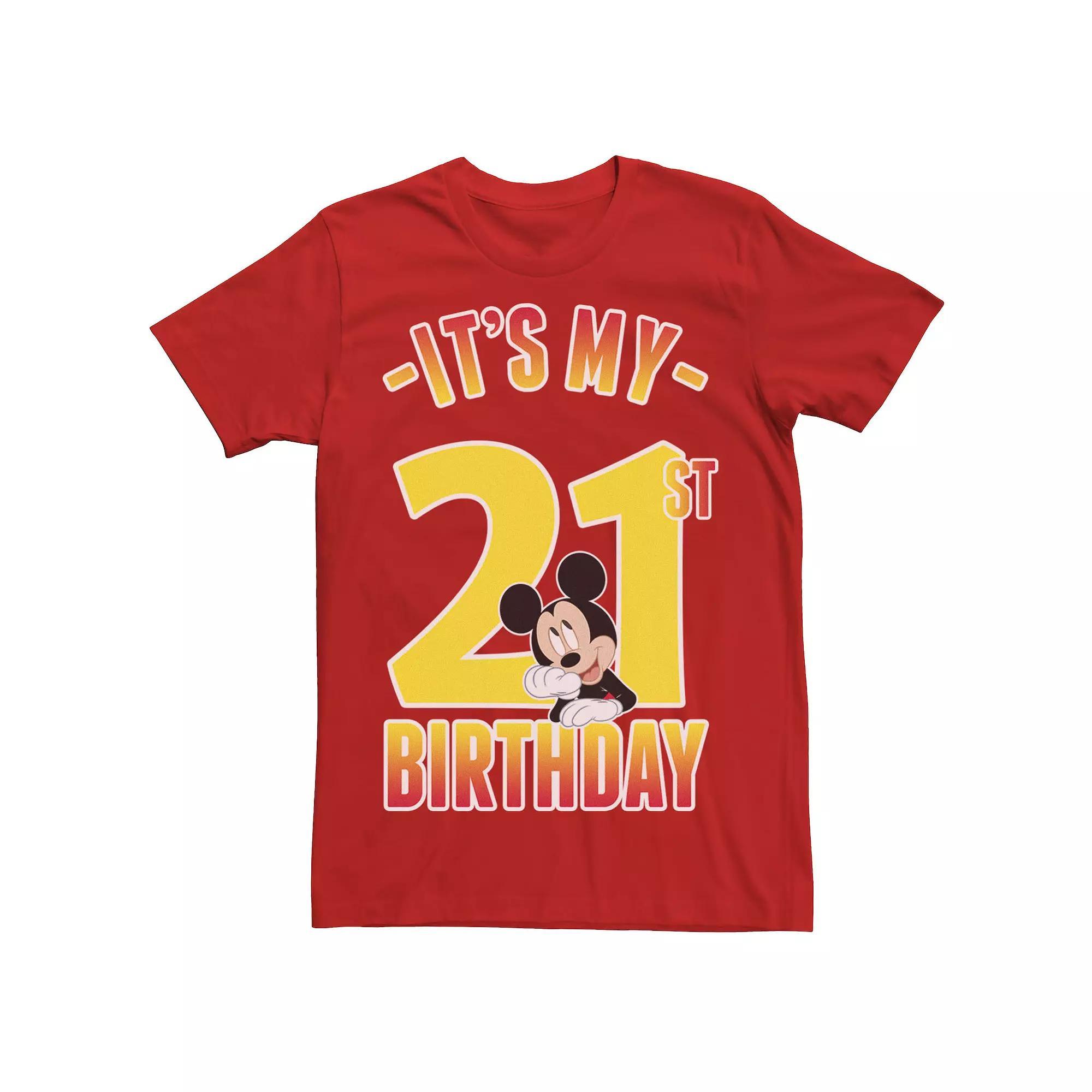 Disney's Mickey Mouse It's My 21st Birthday Men's Gradient Portrait Tee, Size: Medium, Red Product Image