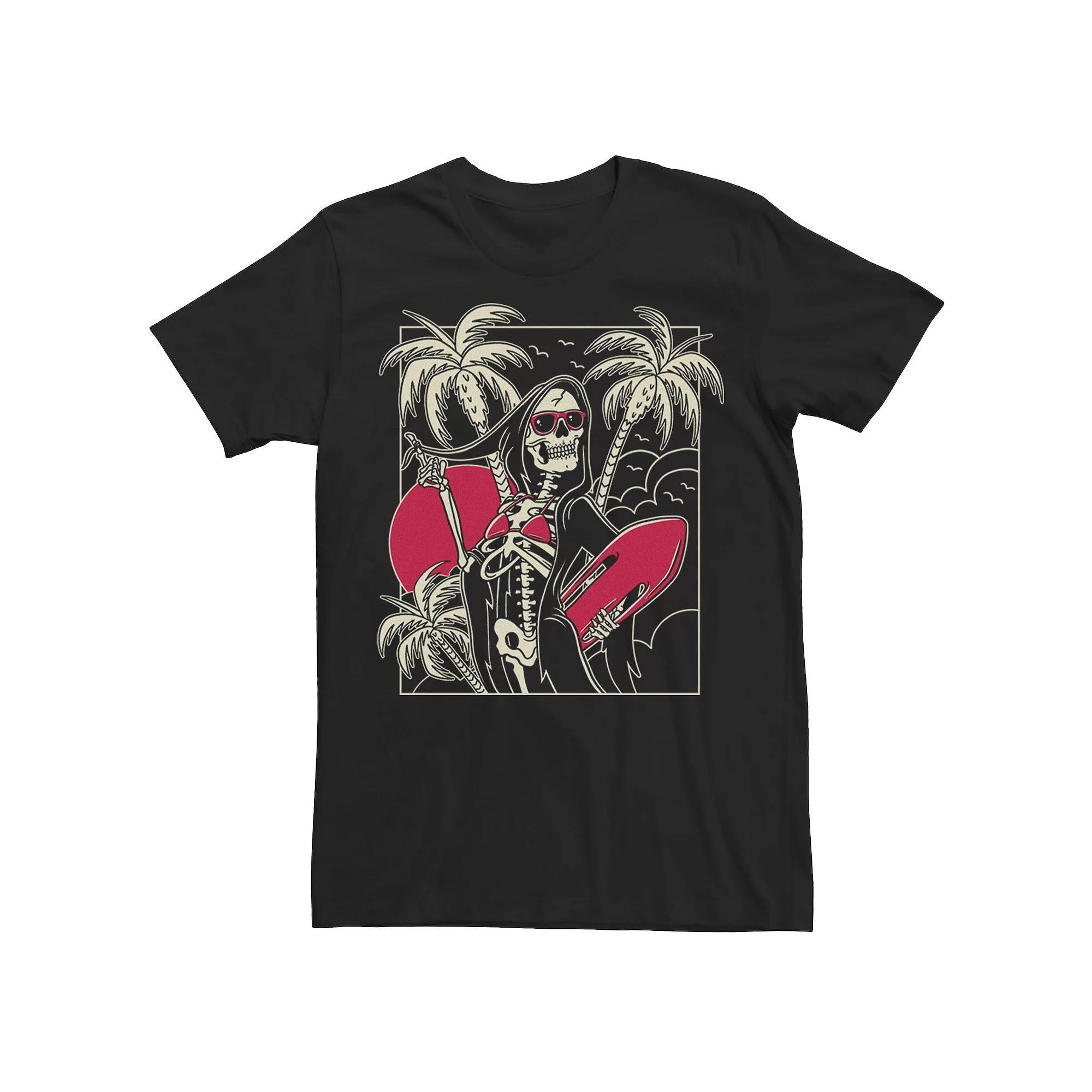 Men's Grim Reaper Surfs Up Portrait Graphic Tee,  Product Image