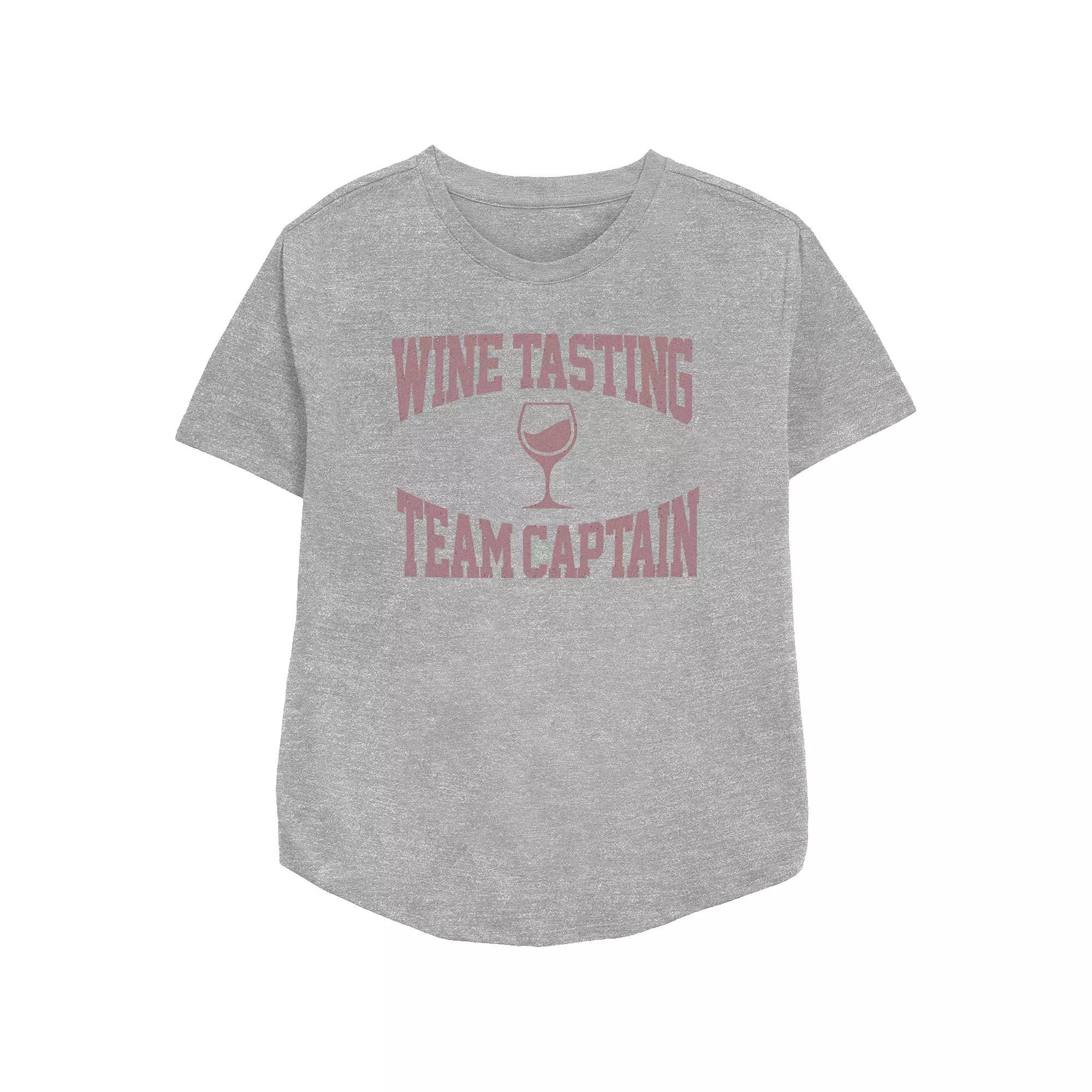 Women's Wine Tasting Team Captain Glass Relaxed Fit Graphic Tee, Girl's,  Product Image