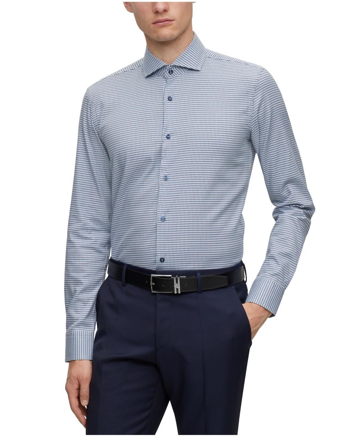 HUGO BOSS Boss By  Men's Micro-structured Slim-fit Shirt In Light,pastel Blue Product Image