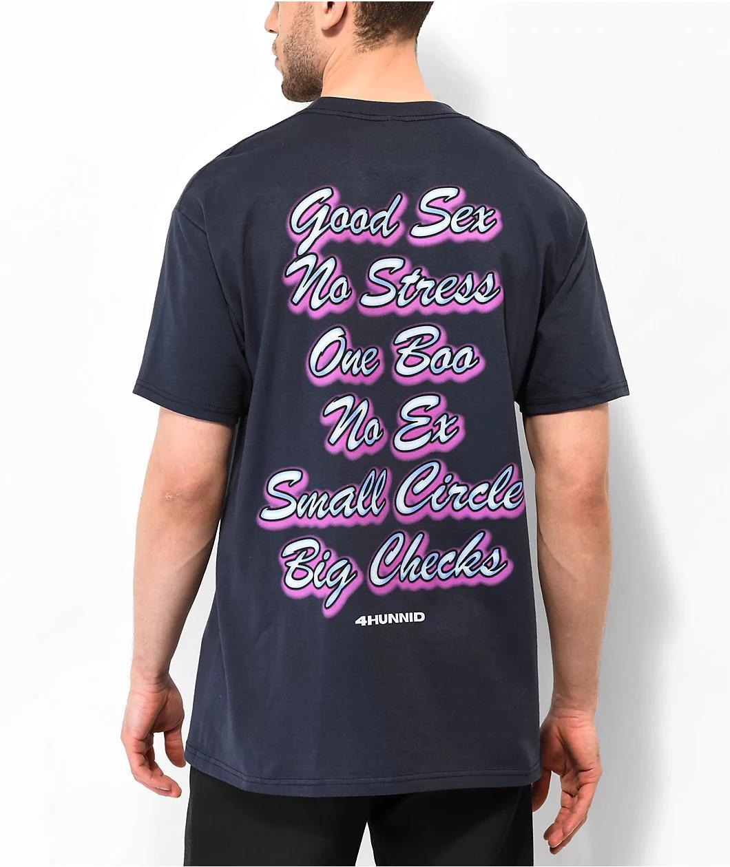 4Hunnid Good Sex Airbrush Navy T-Shirt Product Image