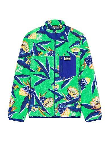 Polo Ralph Lauren Hi Pile Zip Sweater in Bonheur Floral & Jadite - Green. Size XL/1X (also in ). Product Image