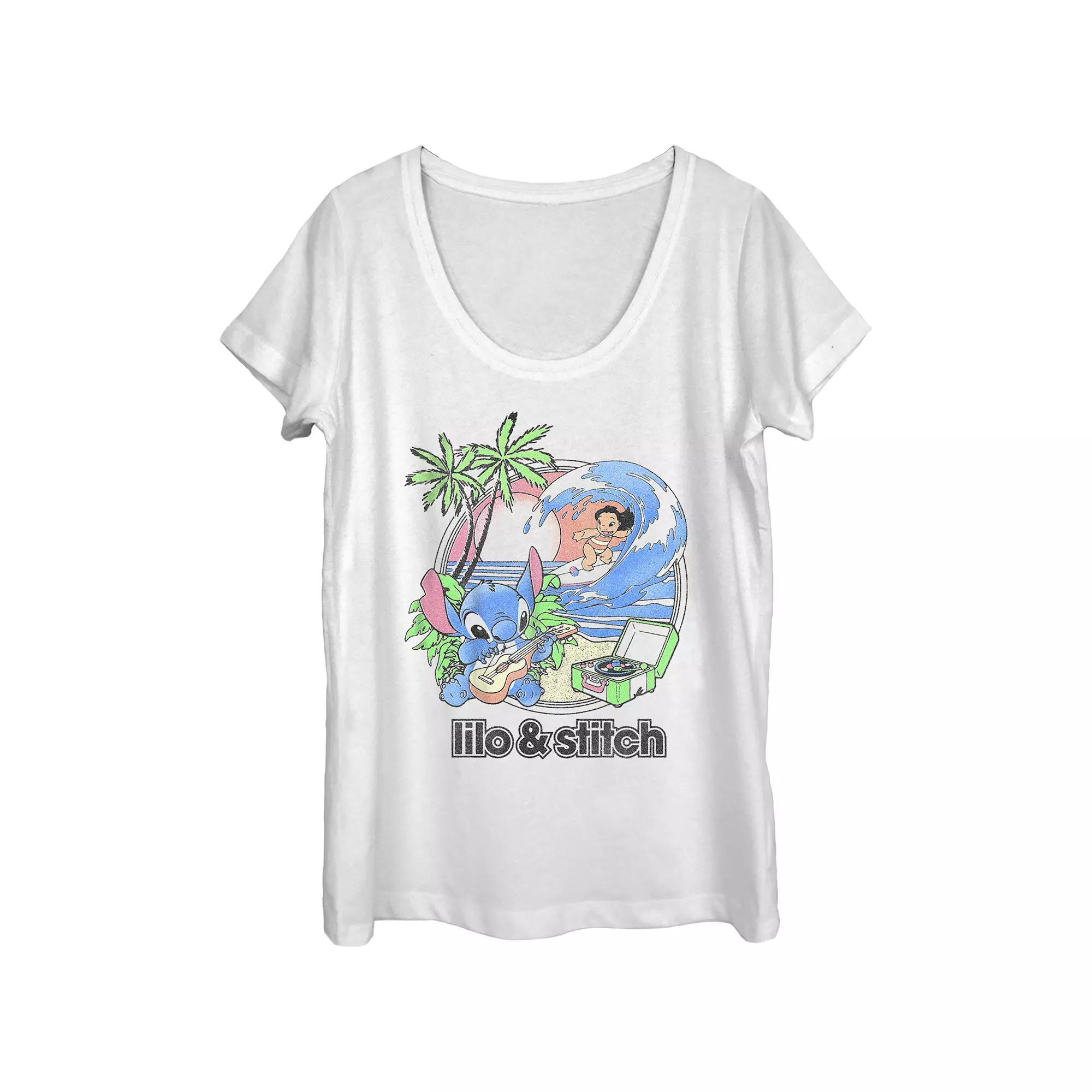 Disney's Juniors' Lilo & Stitch Beach Duo Tee, Girl's, Size: XL, White Product Image