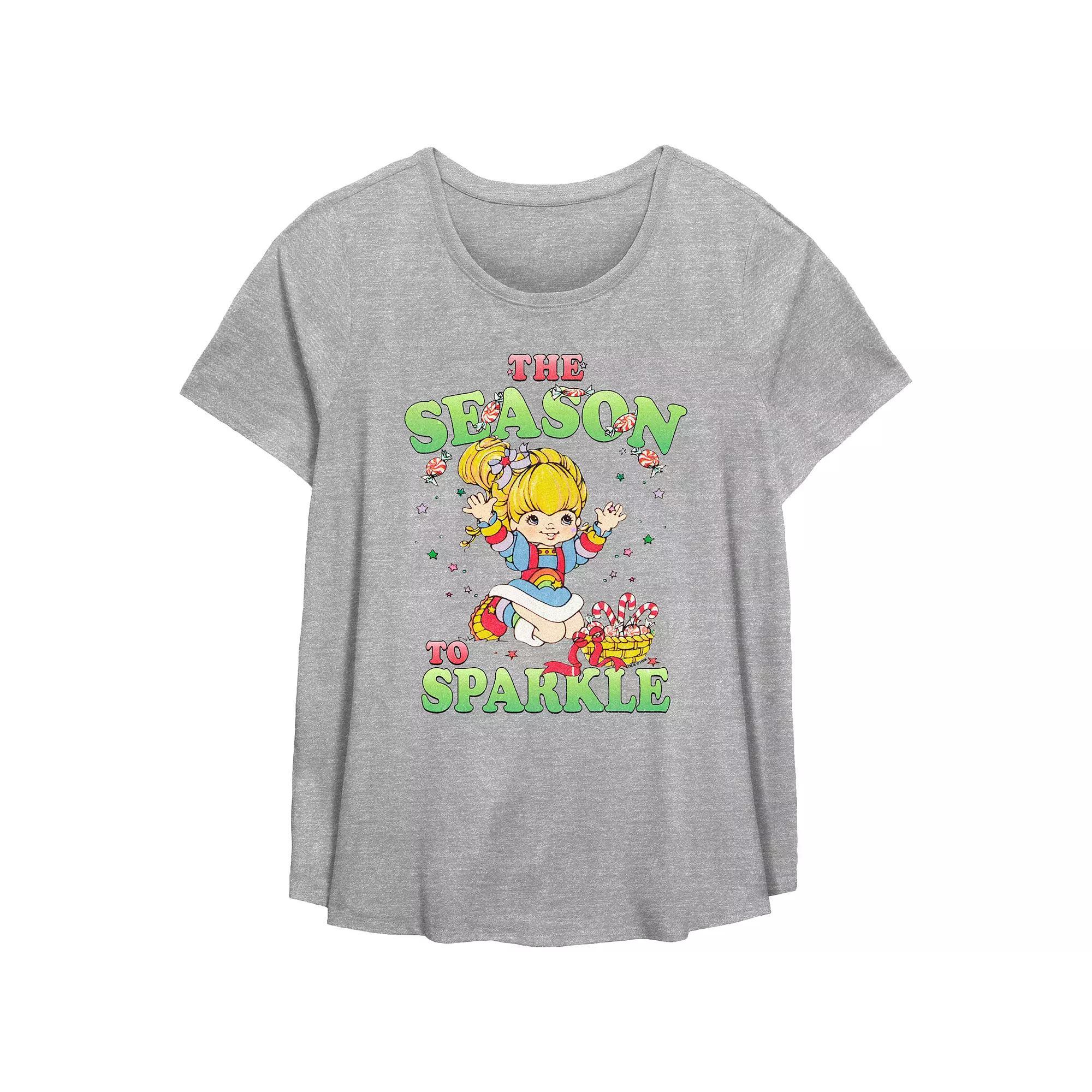 Plus Size Rainbow Brite The Season To Sparkle Flowy Graphic Tee, Women's, Size: 5XL, Grey Gray Product Image