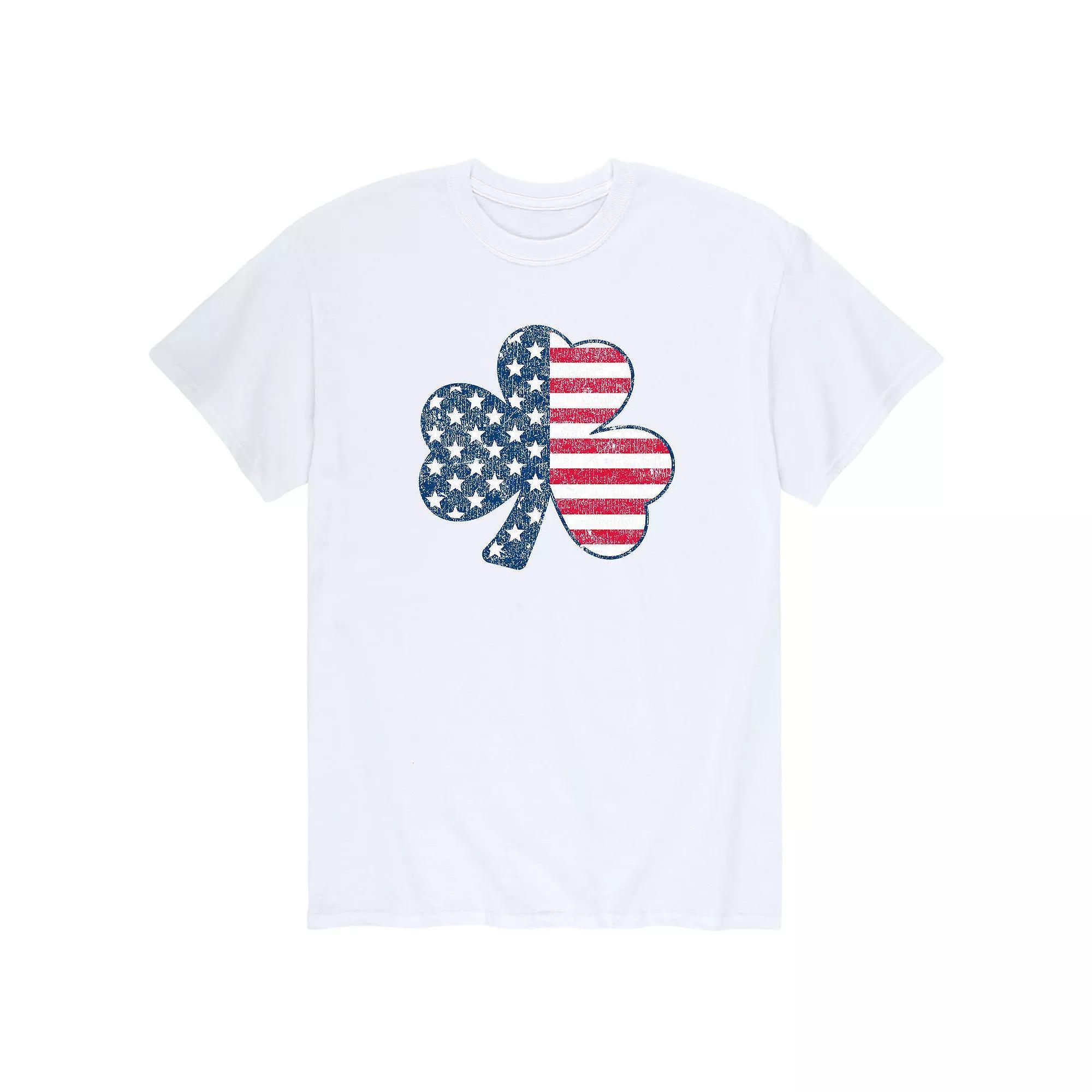 Men's American Flag Shamrock Tee, Size: Medium, White Product Image