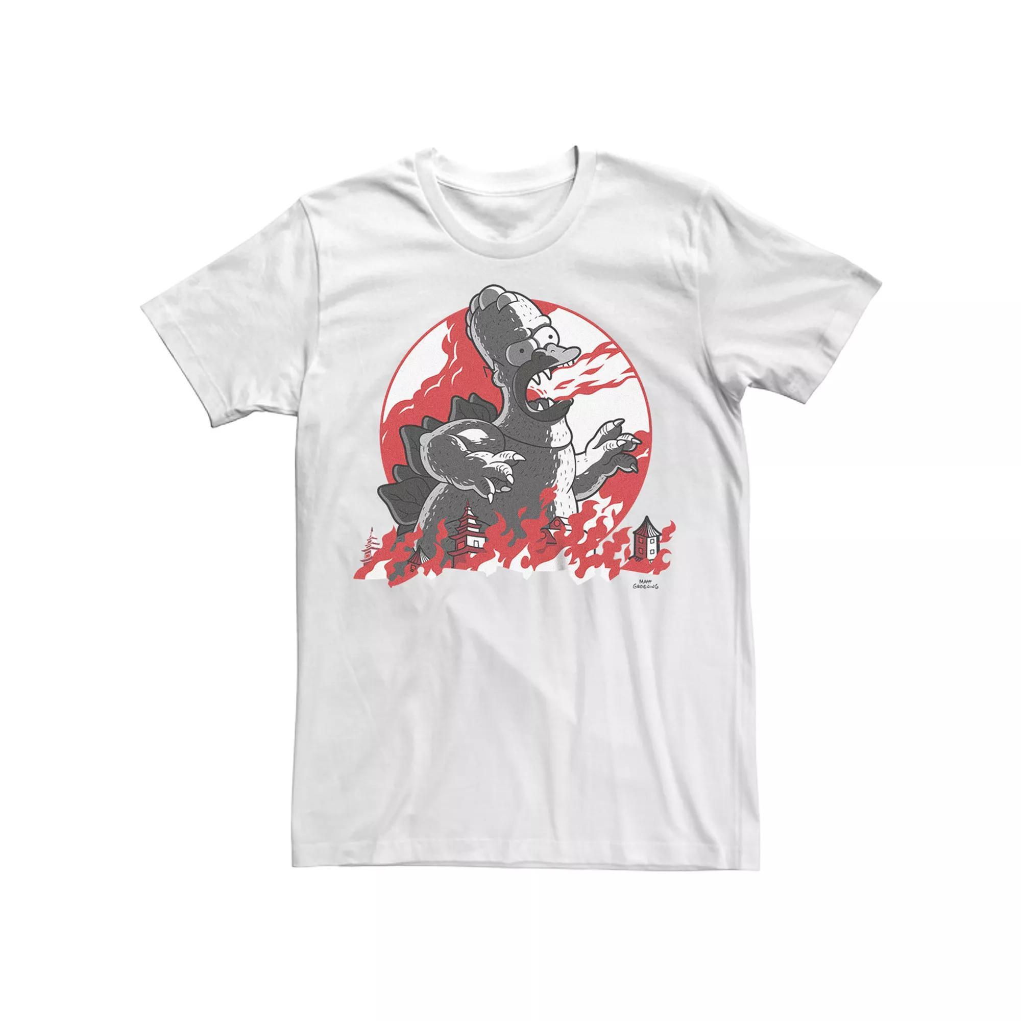 Men's The Simpsons Halloween Homer Godzilla Flames Tee,  Product Image