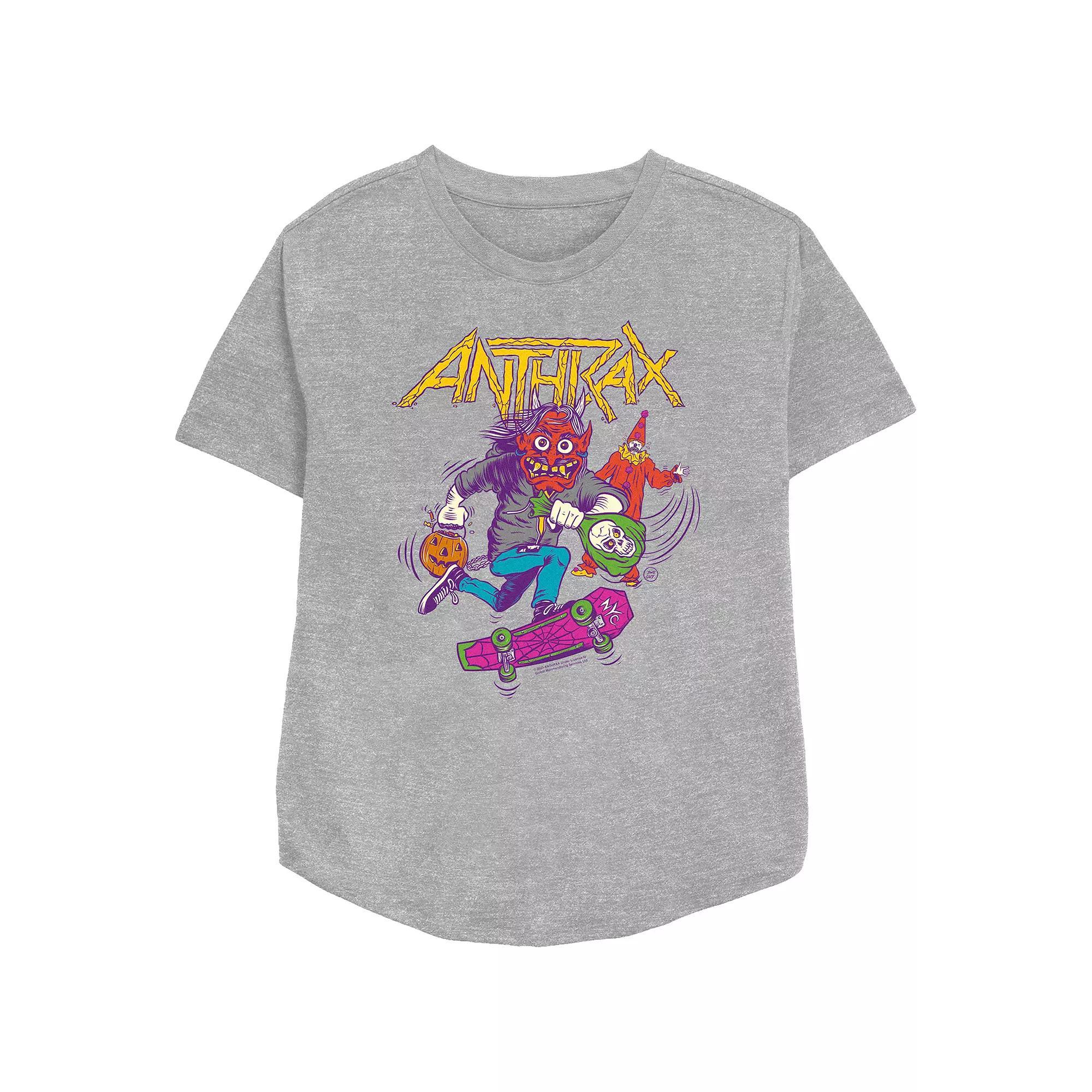 Women's Anthrax Trick Or Treating Relaxed Fit Graphic Tee, Size: Small, Athletic Grey Product Image