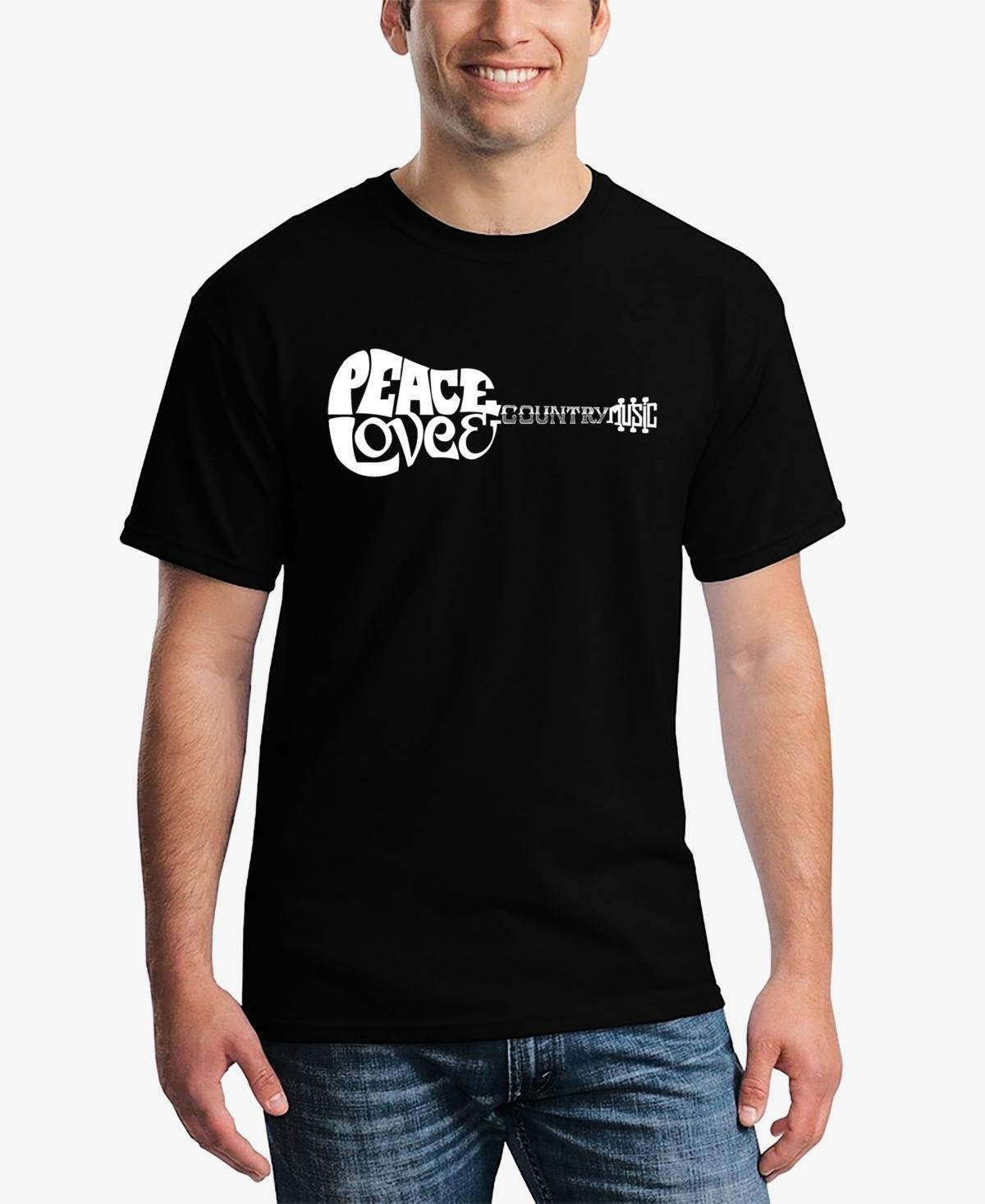 La Pop Art Mens Word Art Peace Love Country Short Sleeve T-shirt Product Image