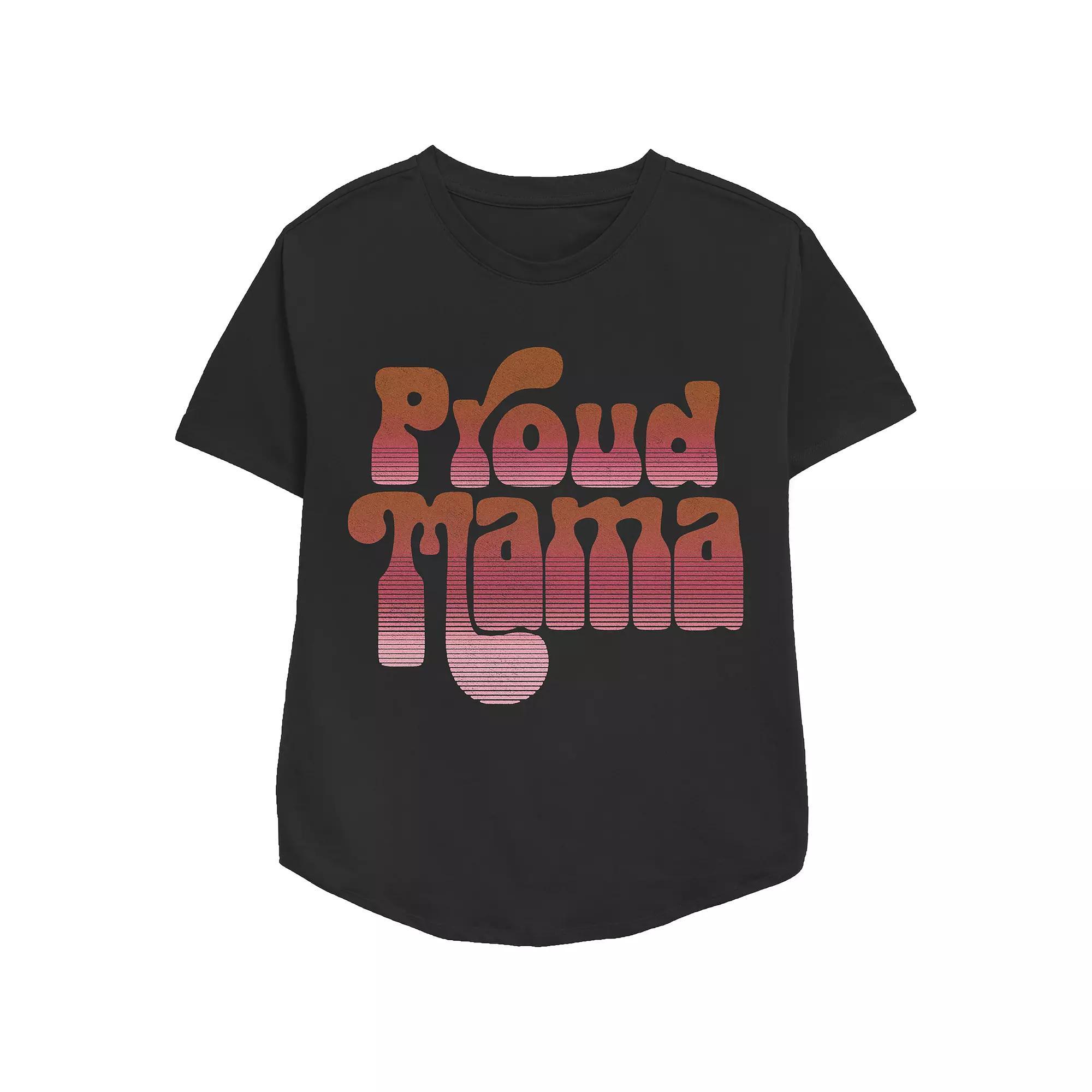 Women's Proud Mama Relaxed Fit Graphic Tee, Size: XS, Black Product Image