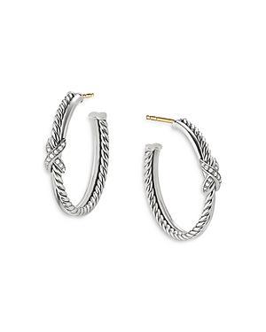 David Yurman Sterling Silver & Diamond Petite X Hoop Earrings Product Image