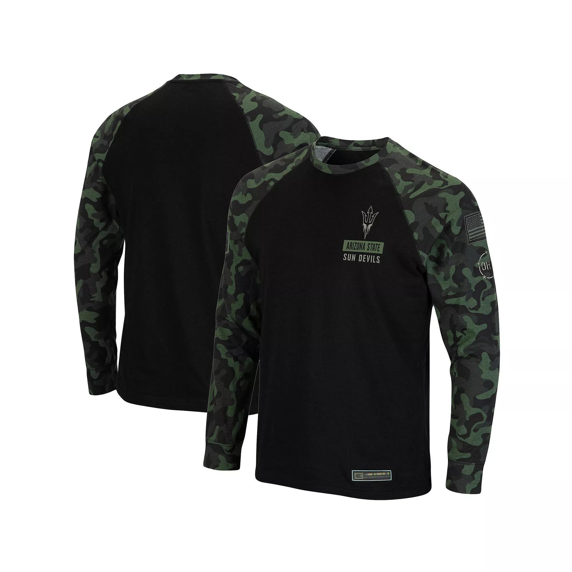 Men's Colosseum Black Iowa Hawkeyes OHT Military Appreciation Camo Raglan Long Sleeve T-Shirt,  Product Image
