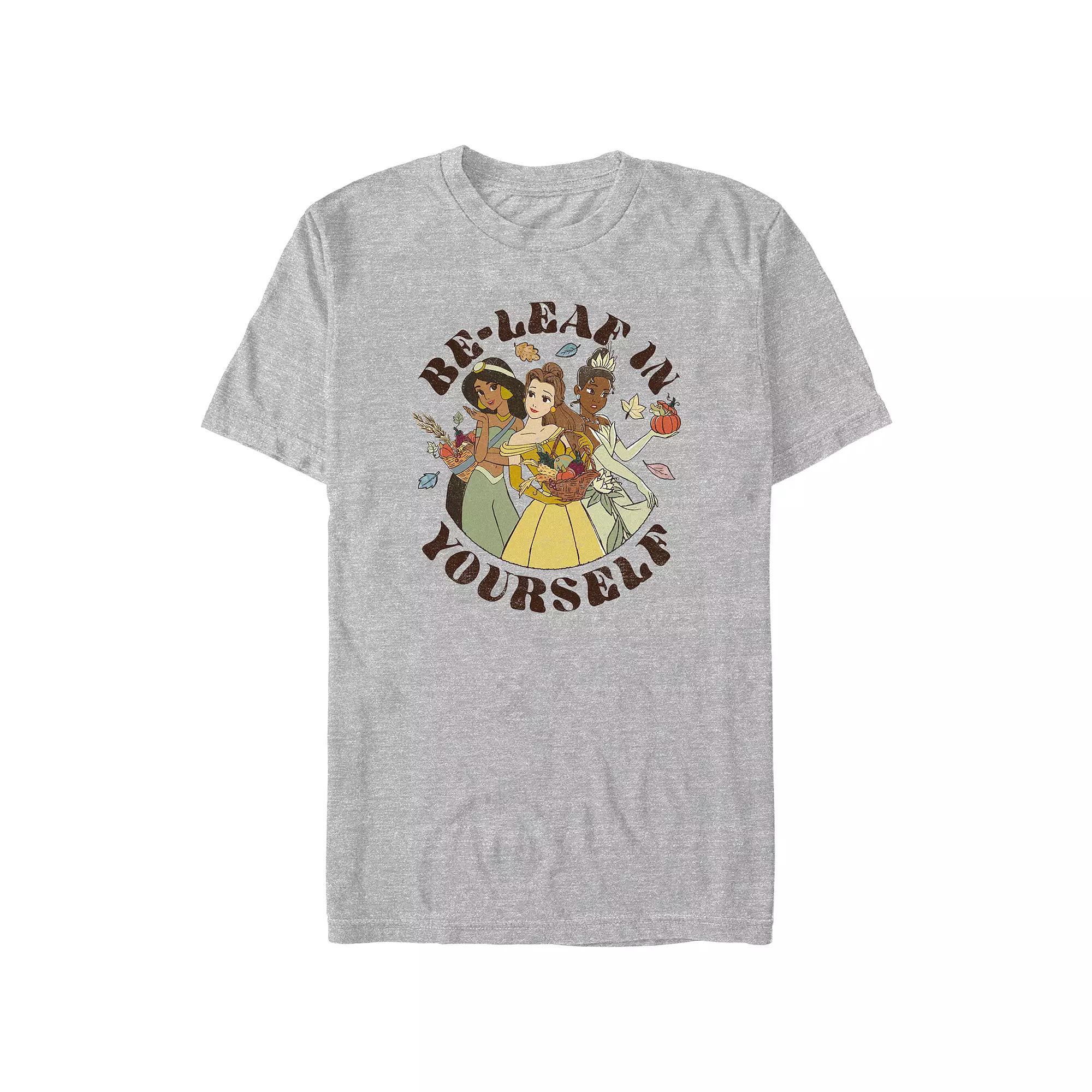 Disney Princess Be-Leaf In Yourself Men's Graphic Tee, Size: Medium, Athletic Grey Product Image