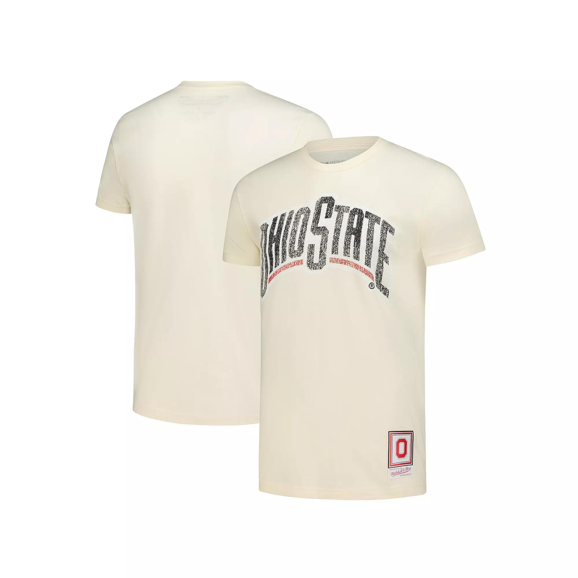 Men's Mitchell & Ness  Cream Ohio State Buckeyes Vintage Tone T-Shirt, Size: XL, Beige Product Image