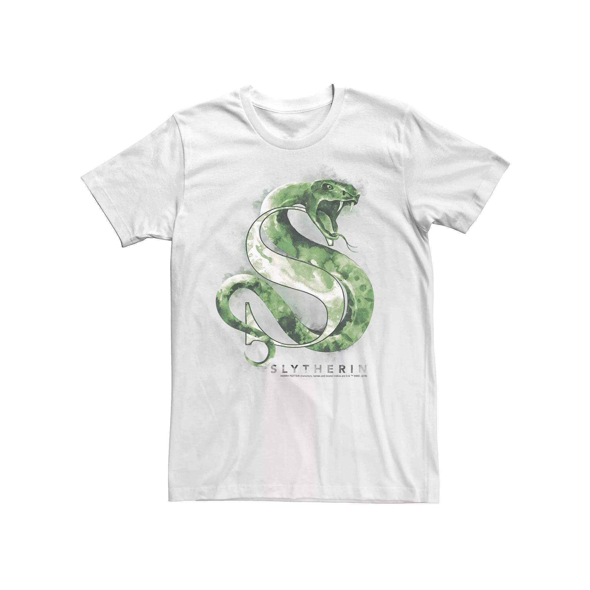 Men's Harry Potter Slytherin Snake Water Color Logo Graphic Tee, Size: XL, White Product Image