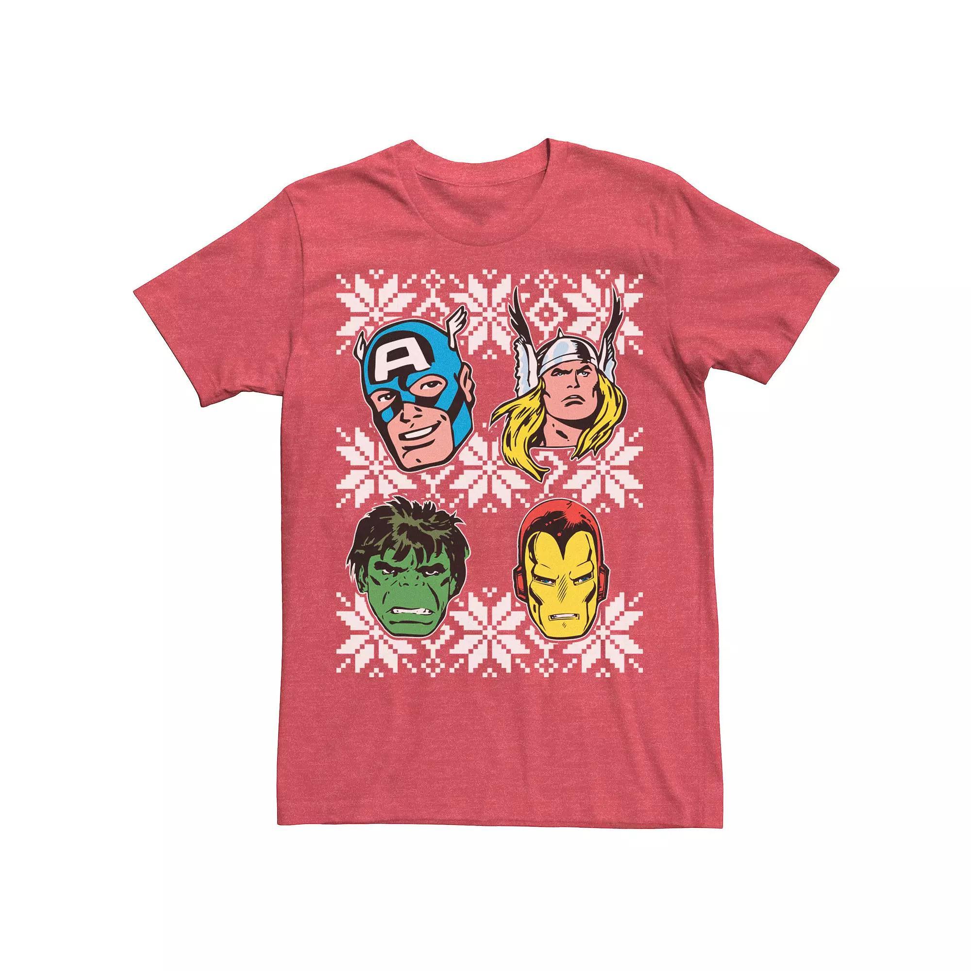 Men's Marvel Thor Hulk Retro Christmas Tee,  Product Image