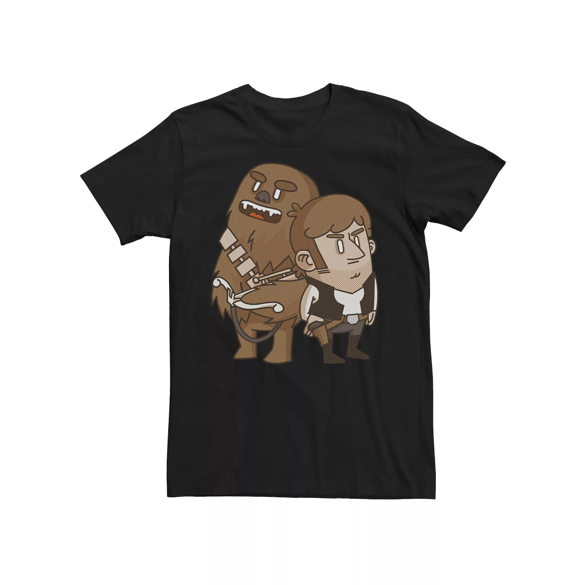 Men's Star Wars Han Solo Chewbacca Cartoon Duo Graphic Tee, Size: 3XL, Black Product Image