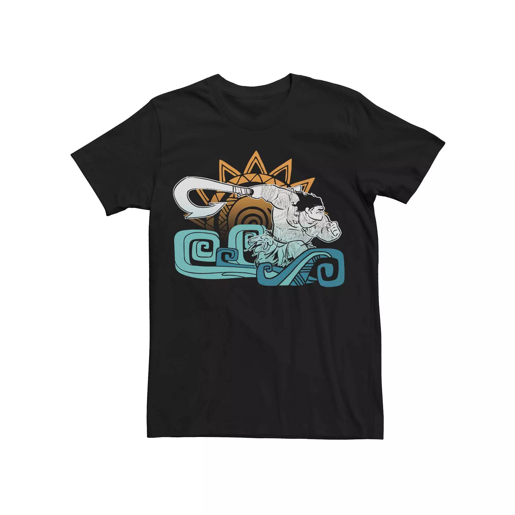 Disney's Moana Maui Men's Geometric Pattern Portrait Tee, Size: Large, Black Product Image