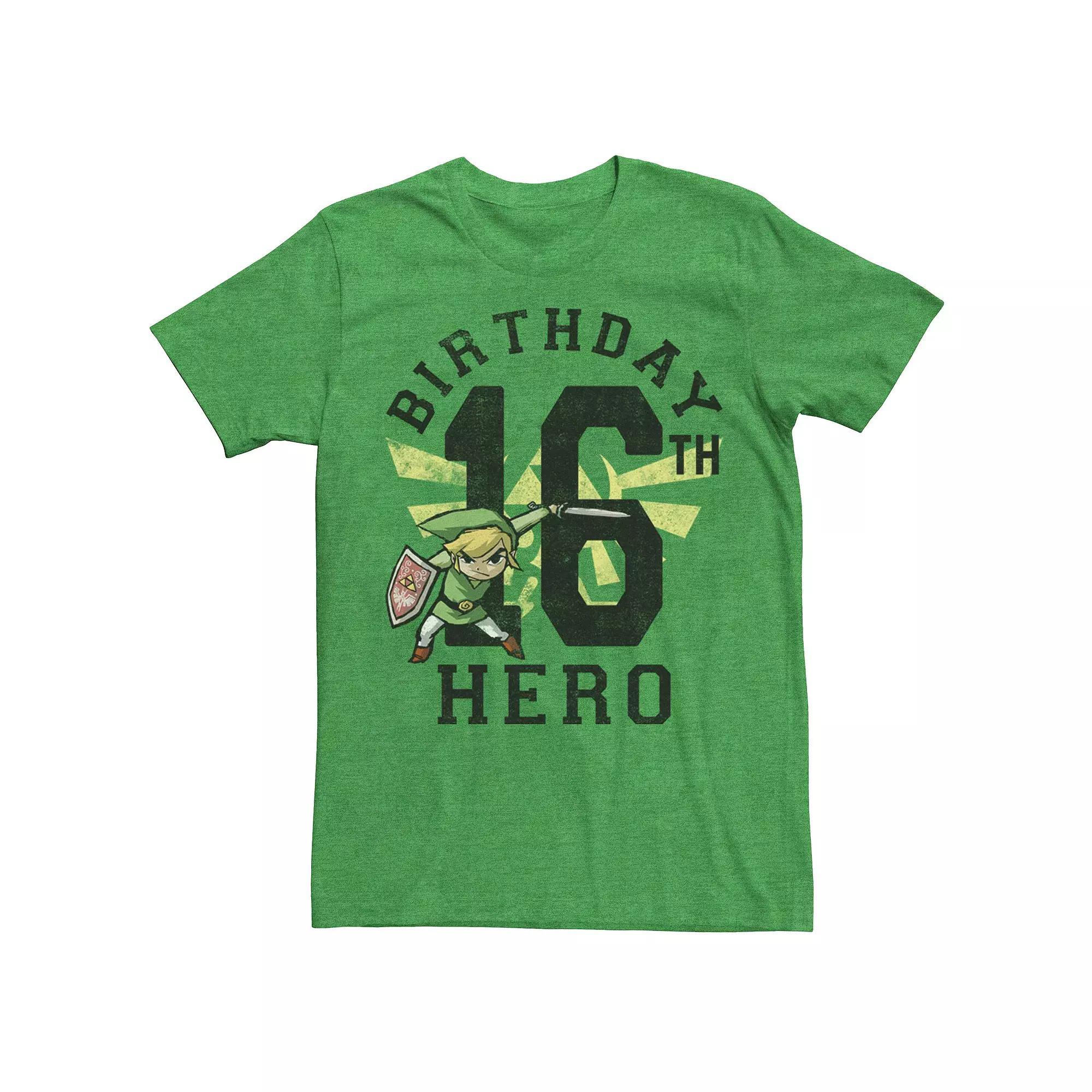 Men's Nintendo Legend Of Zelda Link 16th Birthday Tee, Size: Small, Kelly Grey Product Image