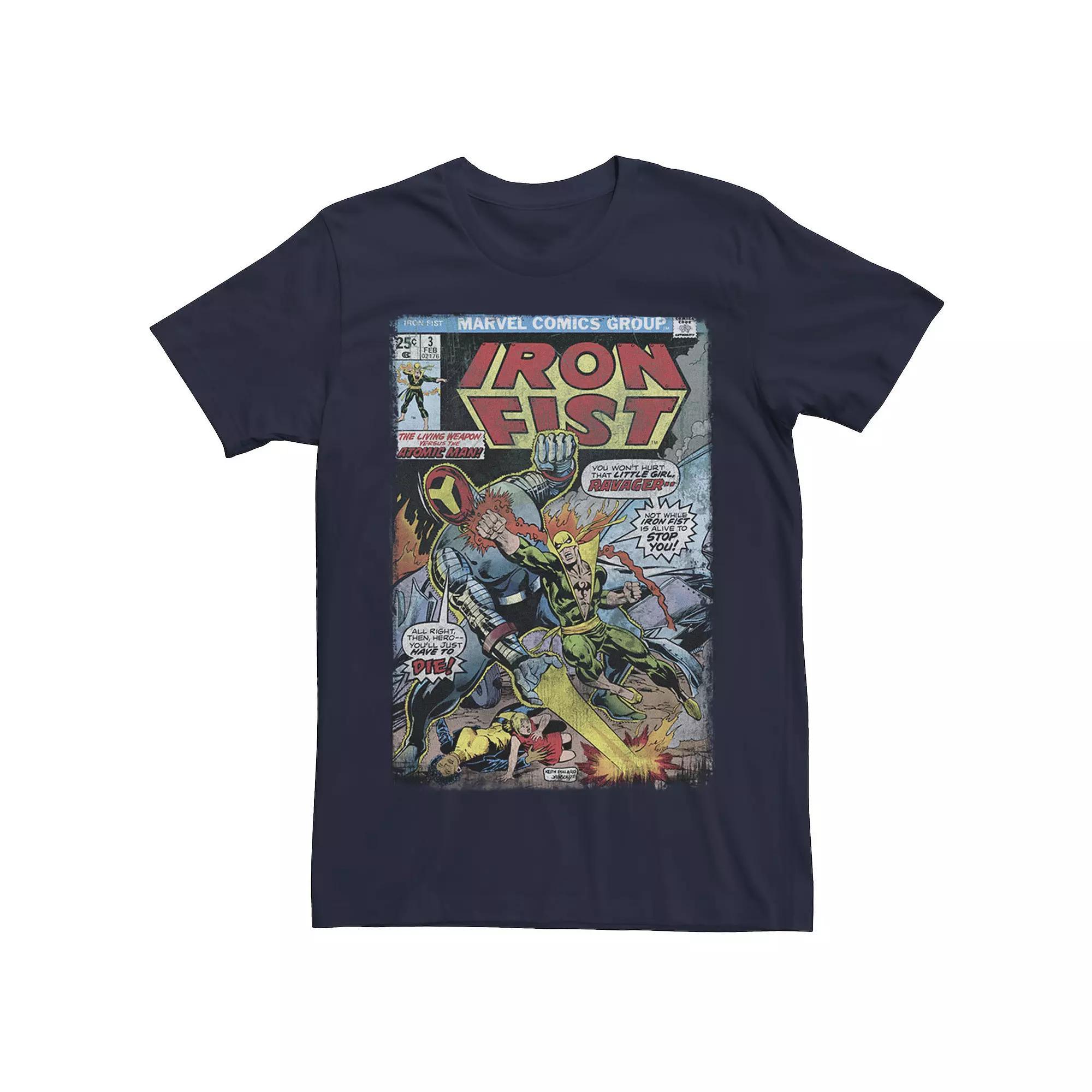 Men's Marvel Iron Fist vs Atomic Man Comic Tee, Size: XL, Blue Product Image