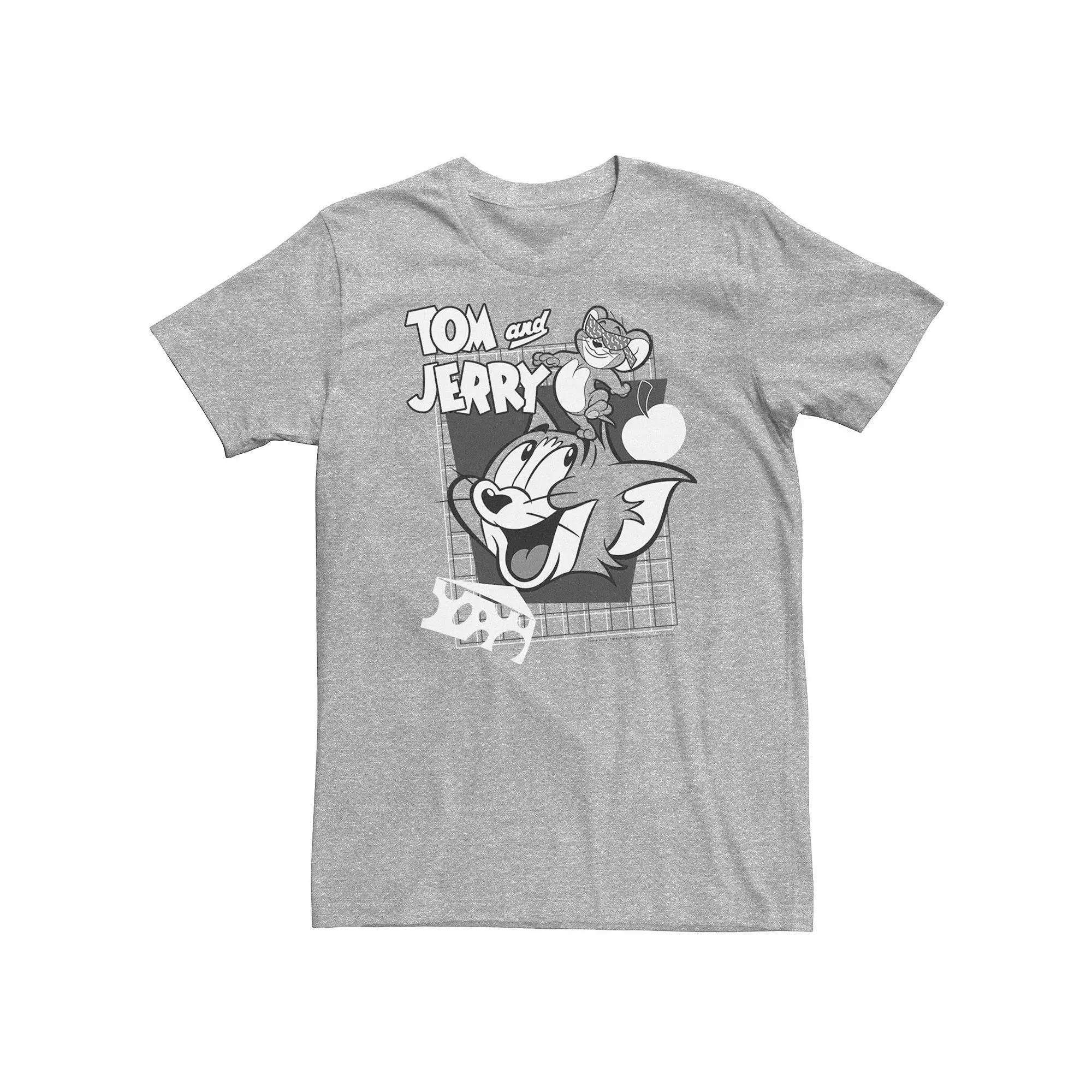 Big & Tall Tom And Jerry Retro Collage Greyscale Portrait Tee, Men's, Size: 3XL, Athletic Grey Product Image