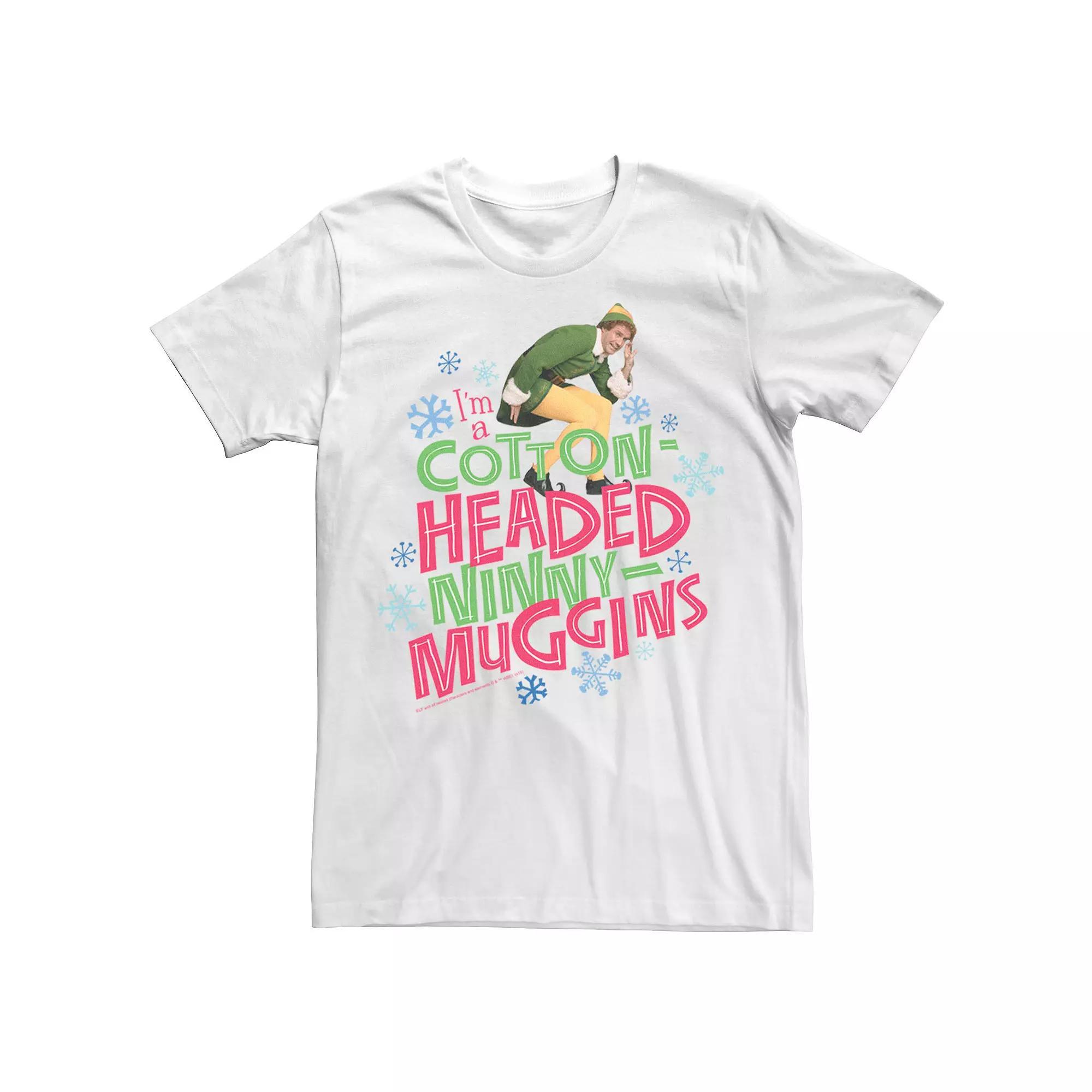 Men's Elf Buddy Cotton Headed Ninny Muggins Large Text Tee,  Product Image