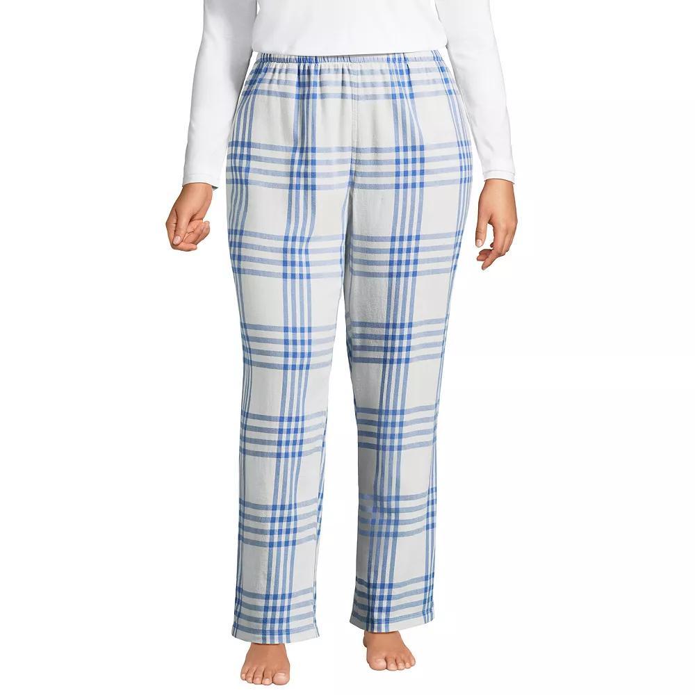 Plus Size Lands' End Women's Flannel Cotton Pajama Pants, Size: 2XL, Clear Blue Plaid Product Image