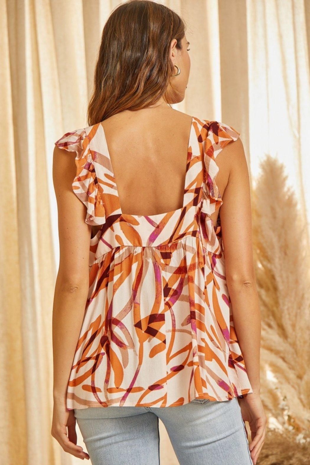 Flutter Sleeves Square Neckline Top Product Image