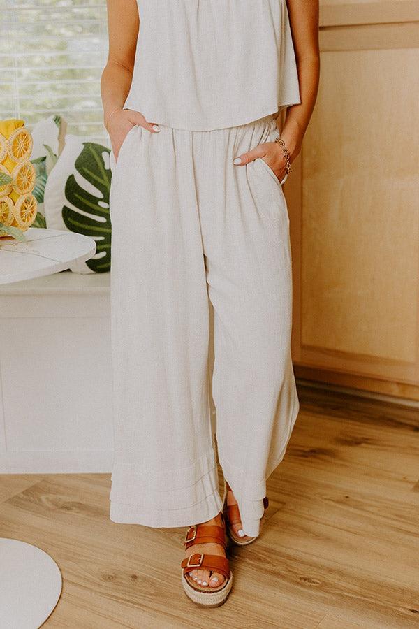 Beach Villa High Waist Linen-Blend Pants Product Image
