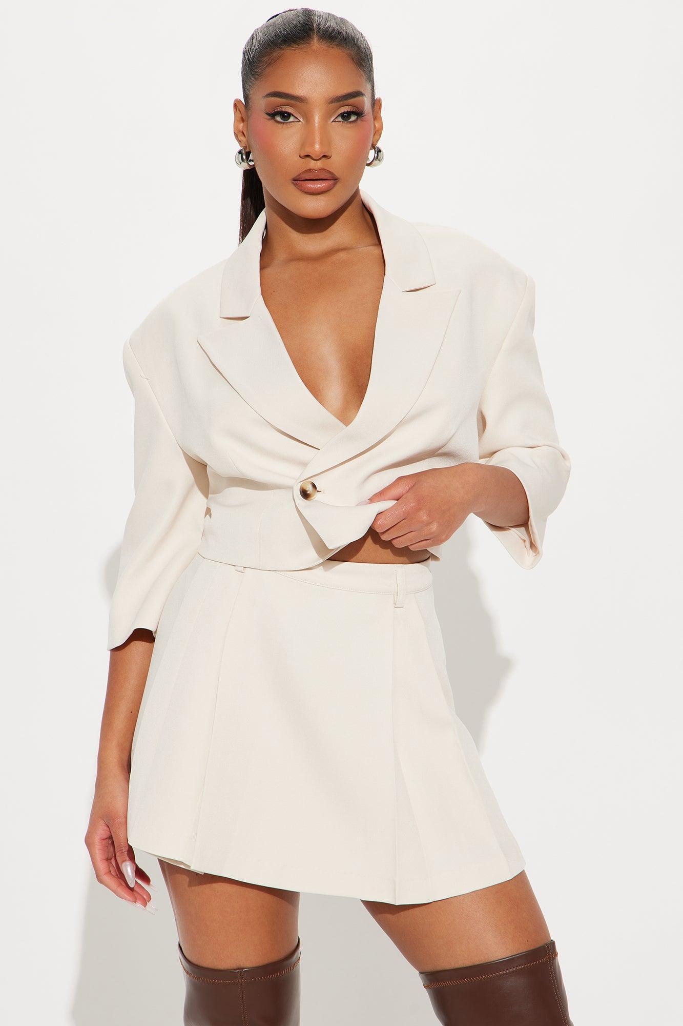 Chick in Command Skort Set - Cream Product Image