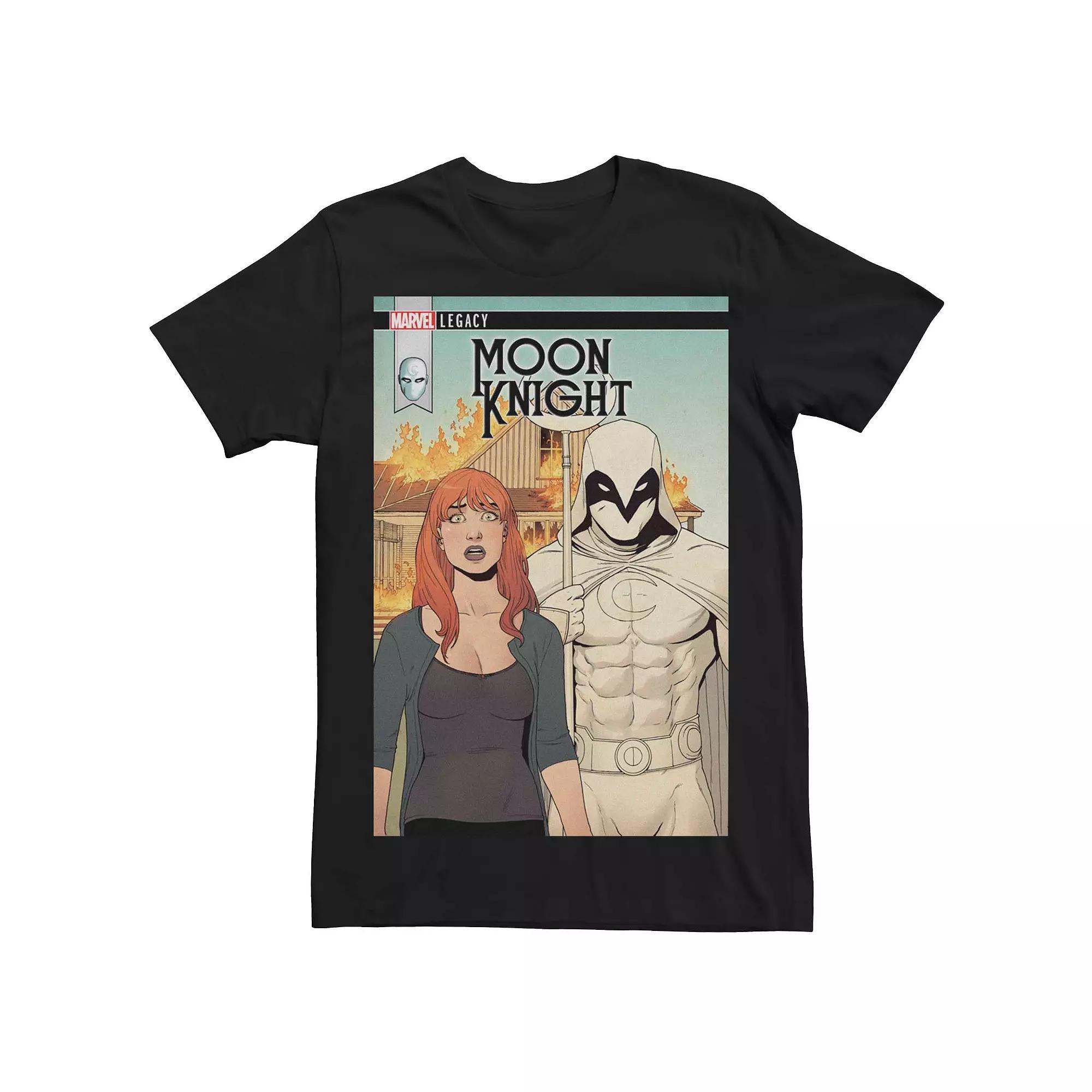 Men's Marvel Legacy Moon Knight Flaming Farmer Comic Cover Tee, Size: Medium, Black Product Image