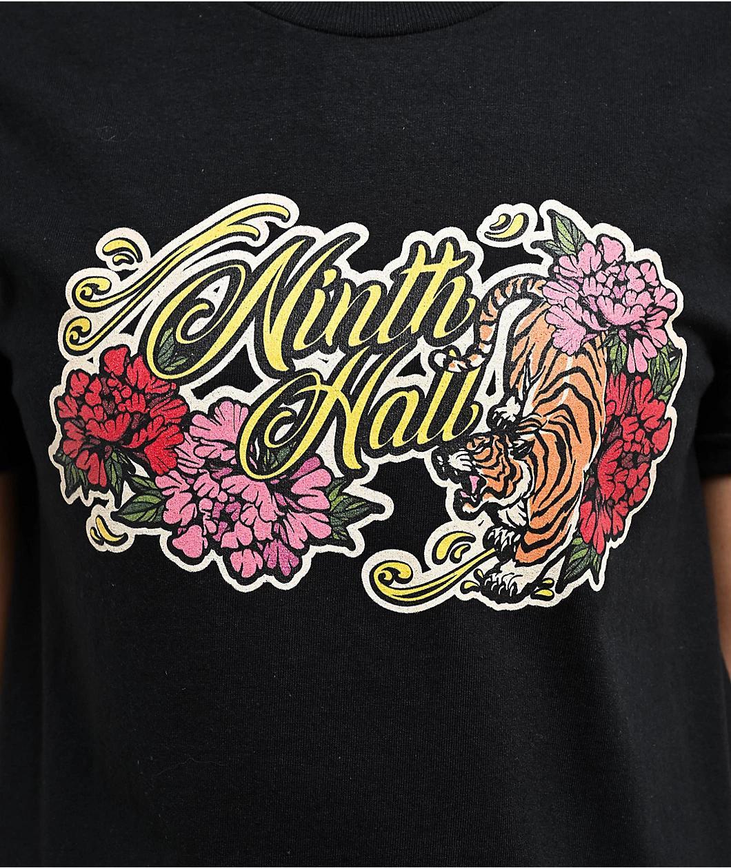 Ninth Hall Floral Tiger Black T-Shirt Product Image