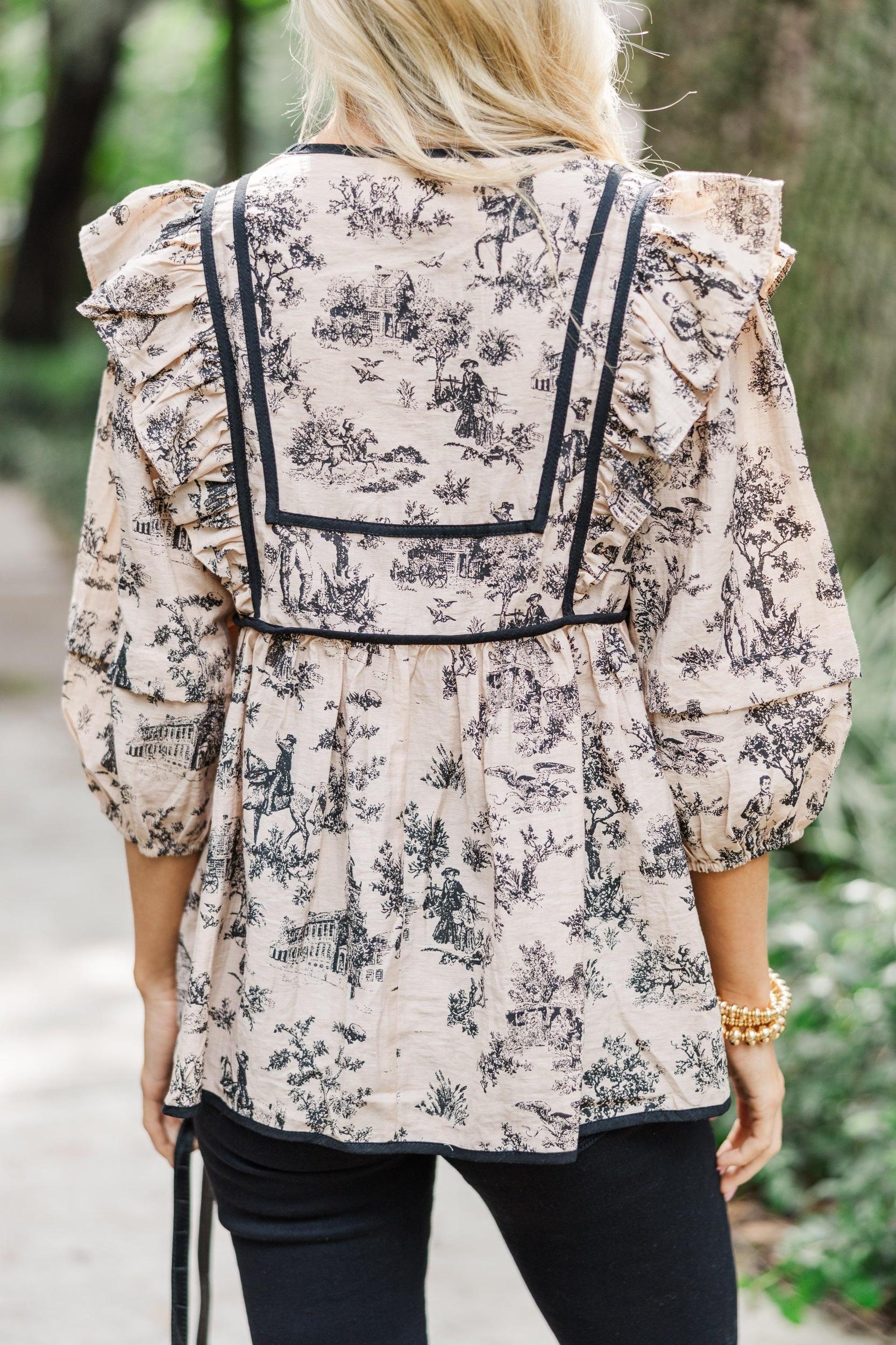 Meet You There Taupe Toile Blouse Female Product Image