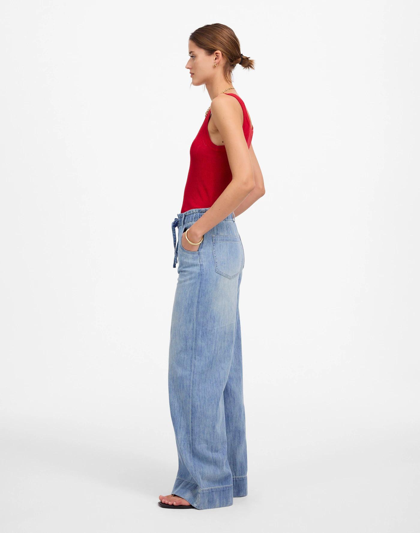 The Denim Pull-On Wide-Leg Pant Product Image