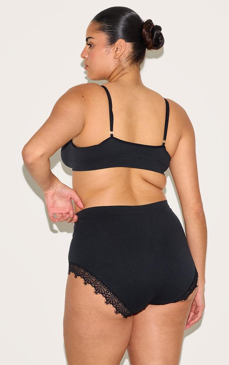 Plus Black Lace Trim Detail Brief Product Image