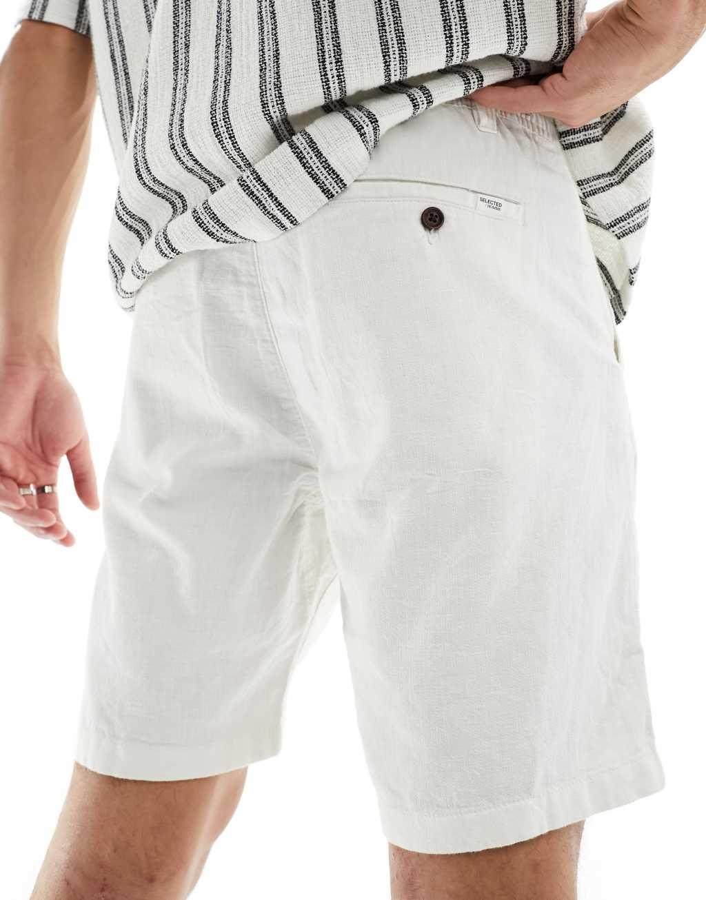 Selected Homme linen mix shorts in white  Product Image