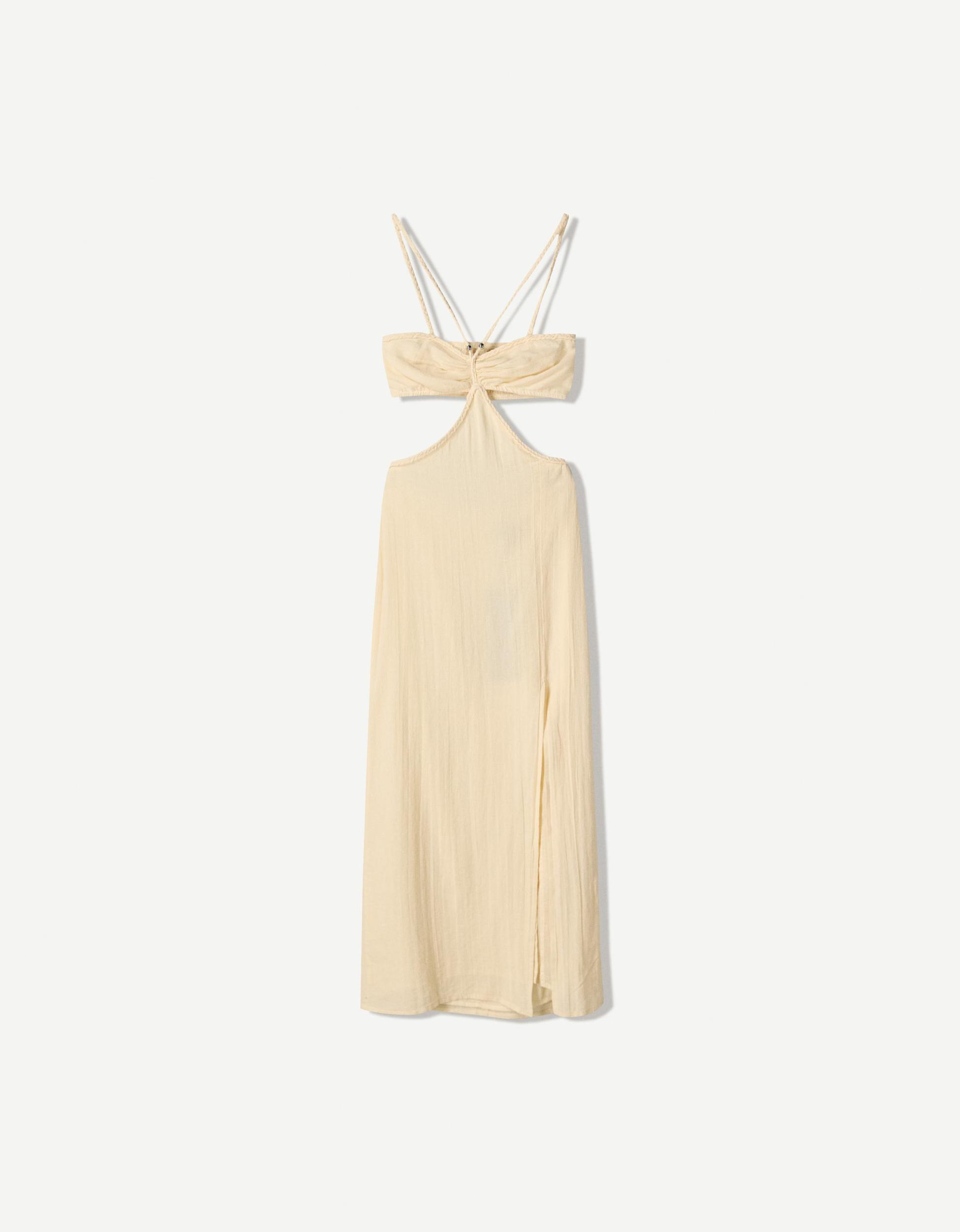 Cut-out rustic midi dress Product Image