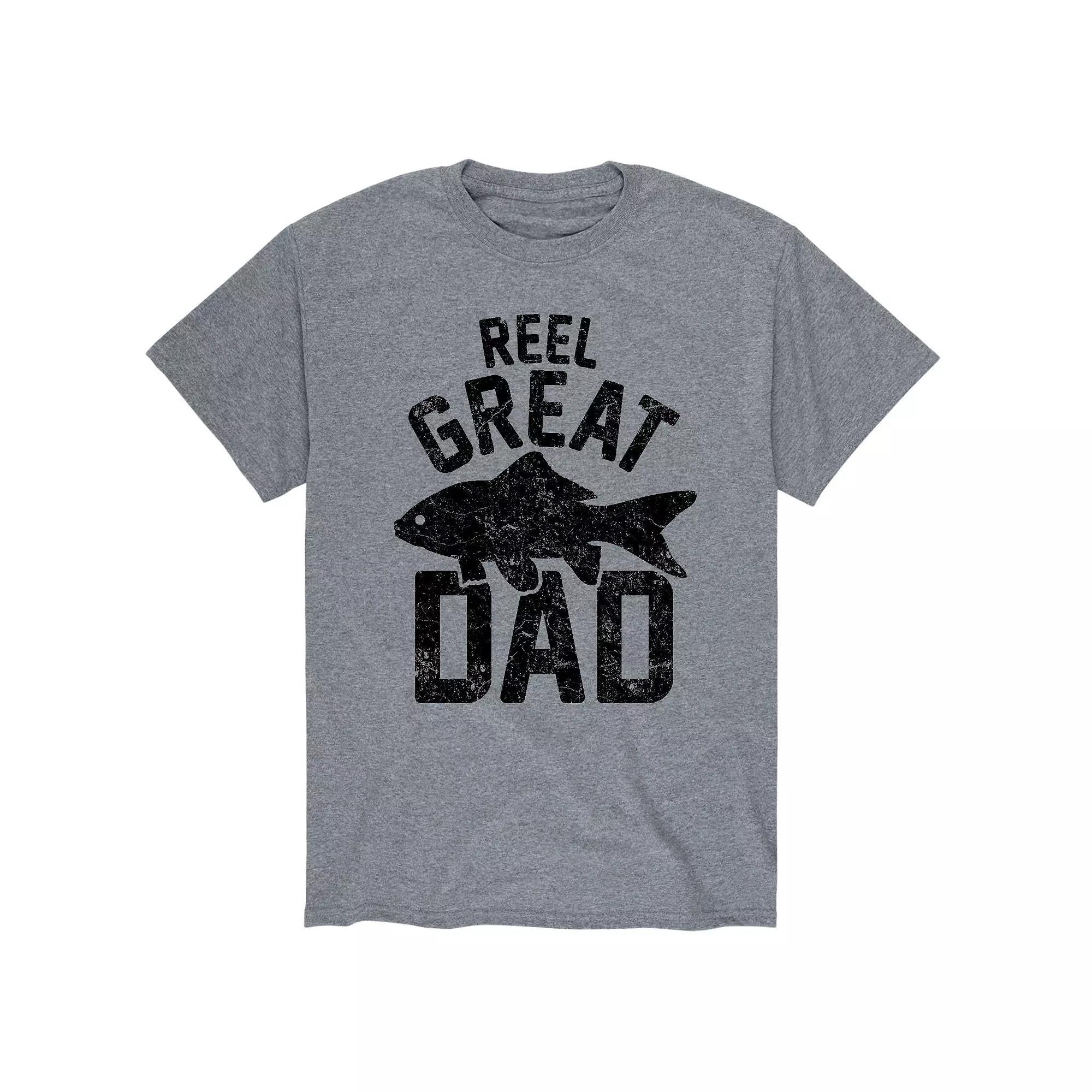 Men's "Reel Great Dad" Fishing Tee, Size: XL, Gray Product Image