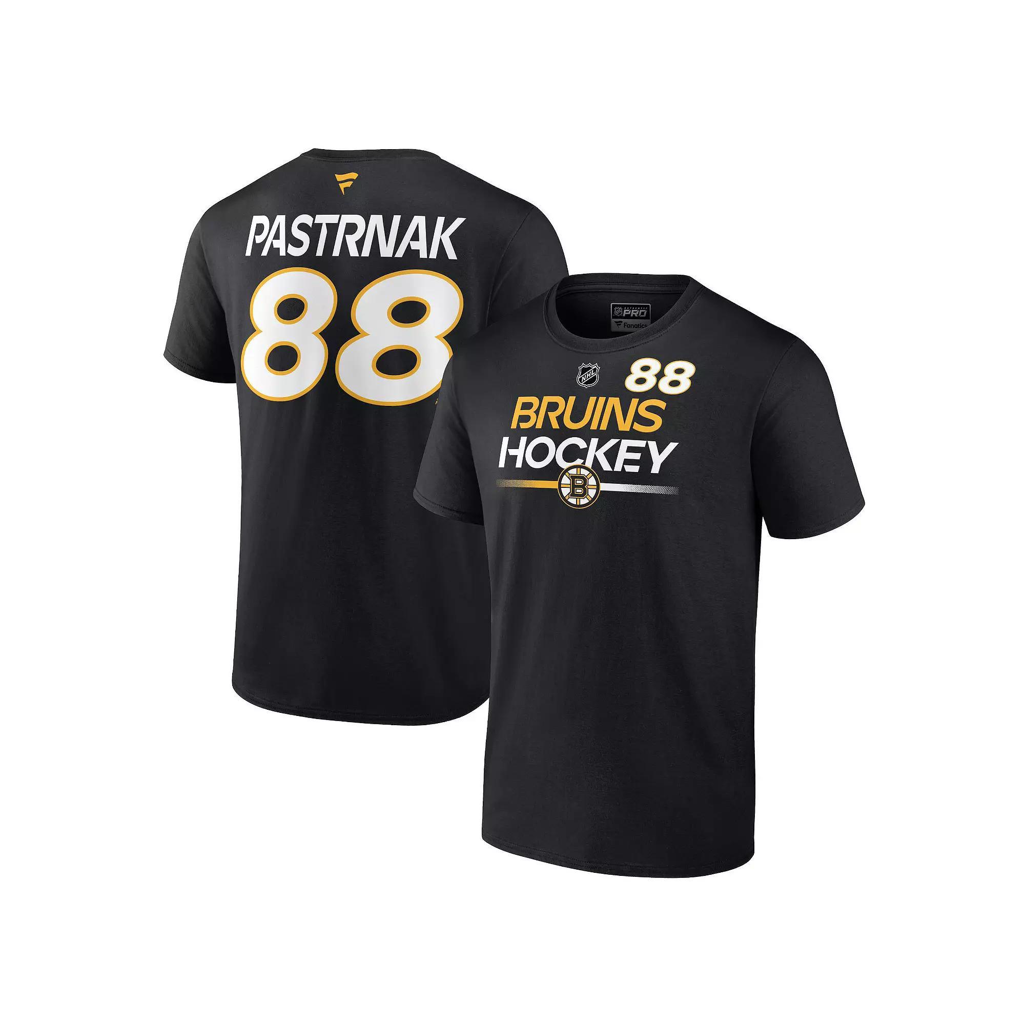 Men's Fanatics Branded David Pastrnak Black Boston Bruins Authentic Pro Prime Name & Number T-Shirt,  Product Image