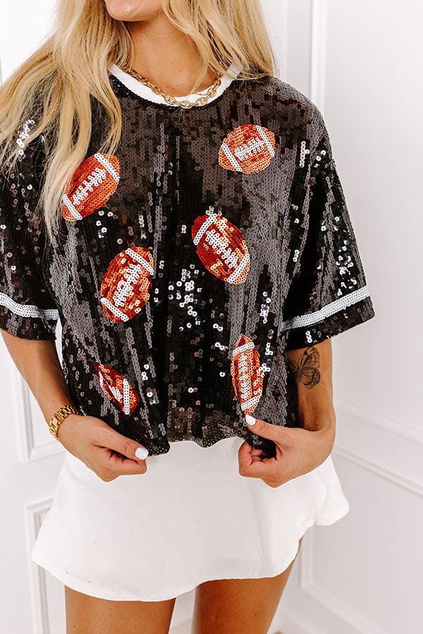 Kickoff Season Sequin Top in Black Product Image