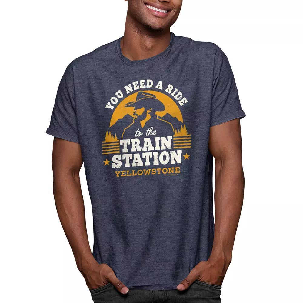 Men's Yellowstone Train Station Tee, Size: XXL, Blue Product Image