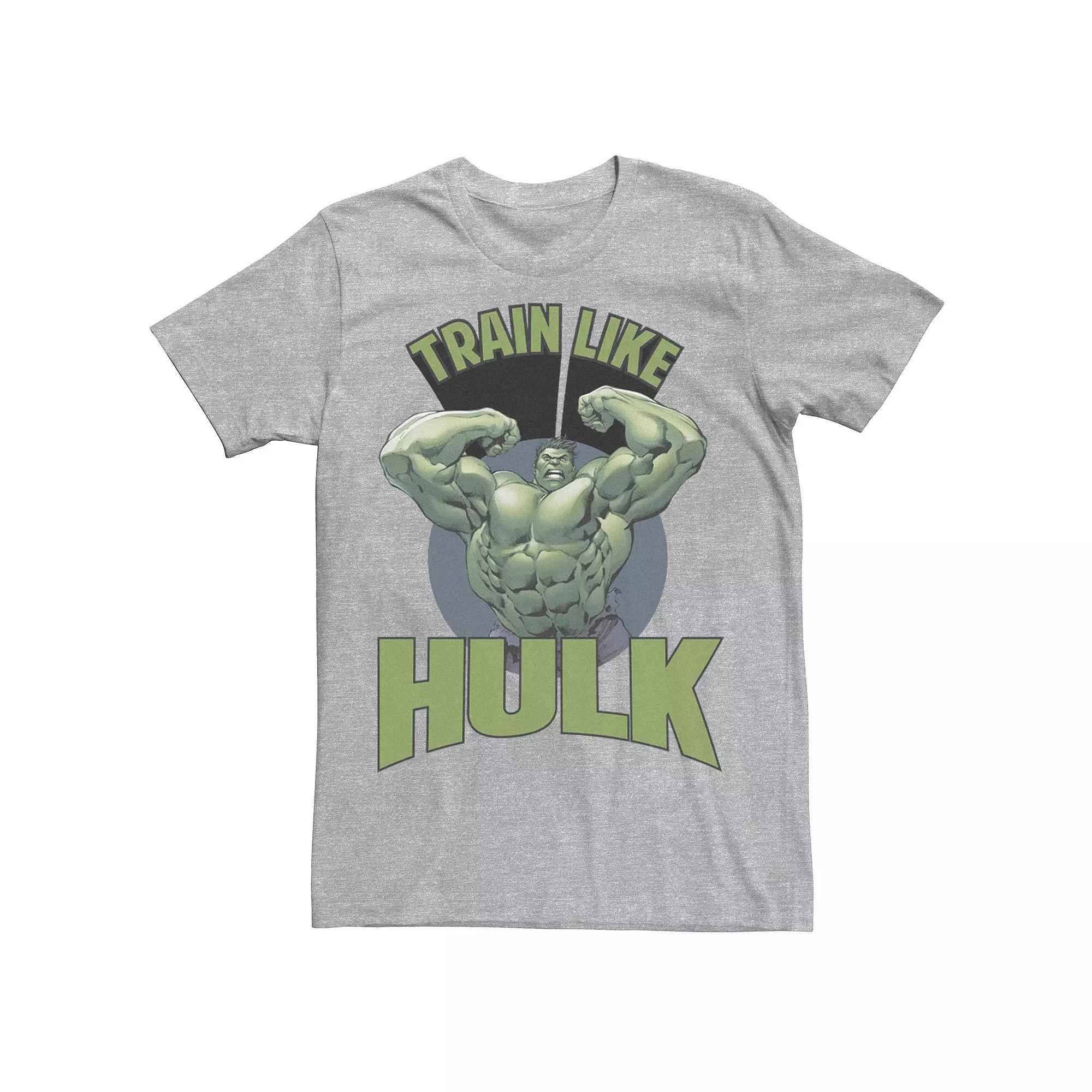 Men's Marvel Train Like Hulk Retro Circle Portrait Graphic Tee, Size: XXL, Athletic Grey Product Image